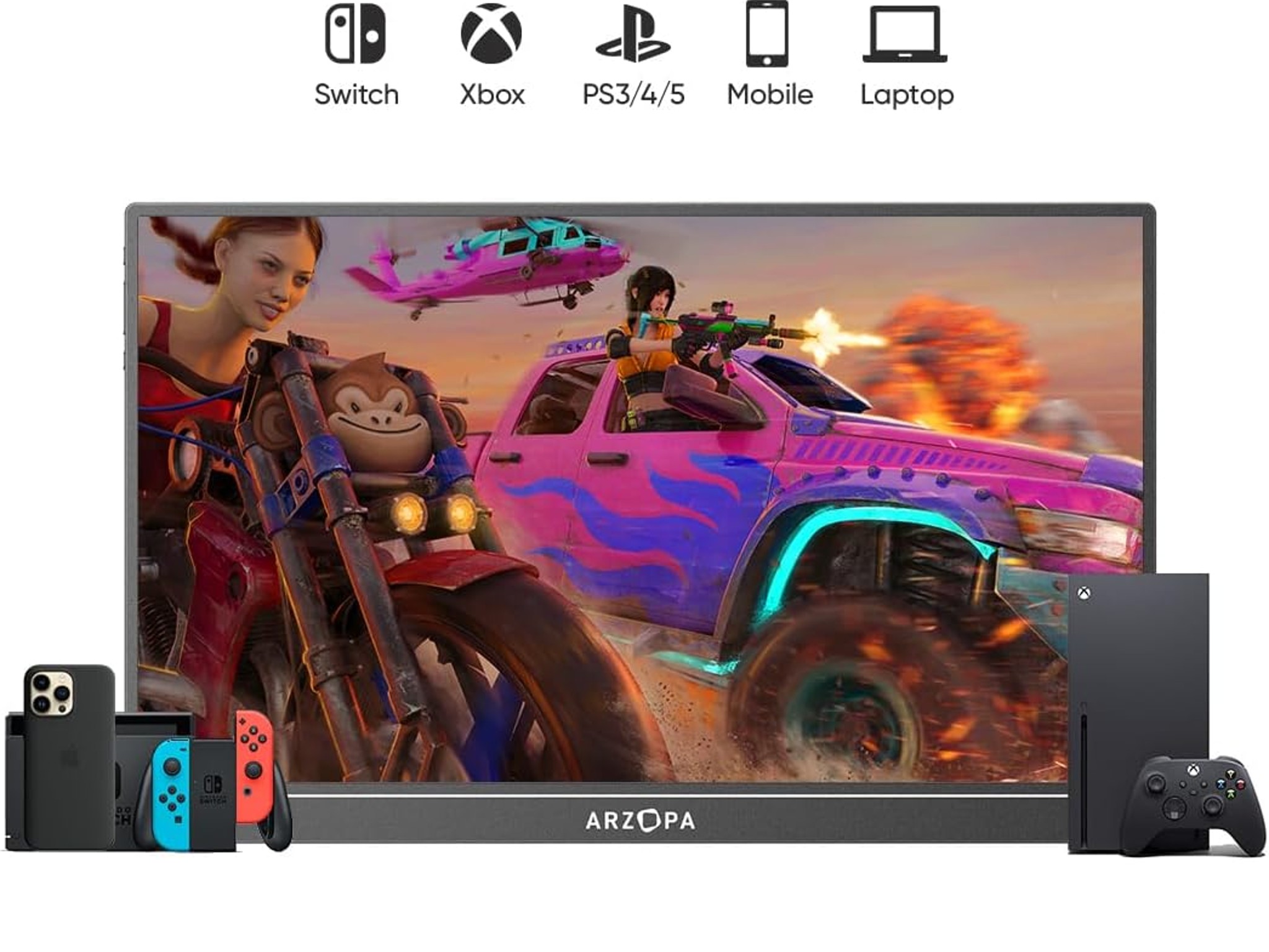 ARZOPA 16.1'' 144Hz Portable Gaming Monitor, 106% sRGB 1080P