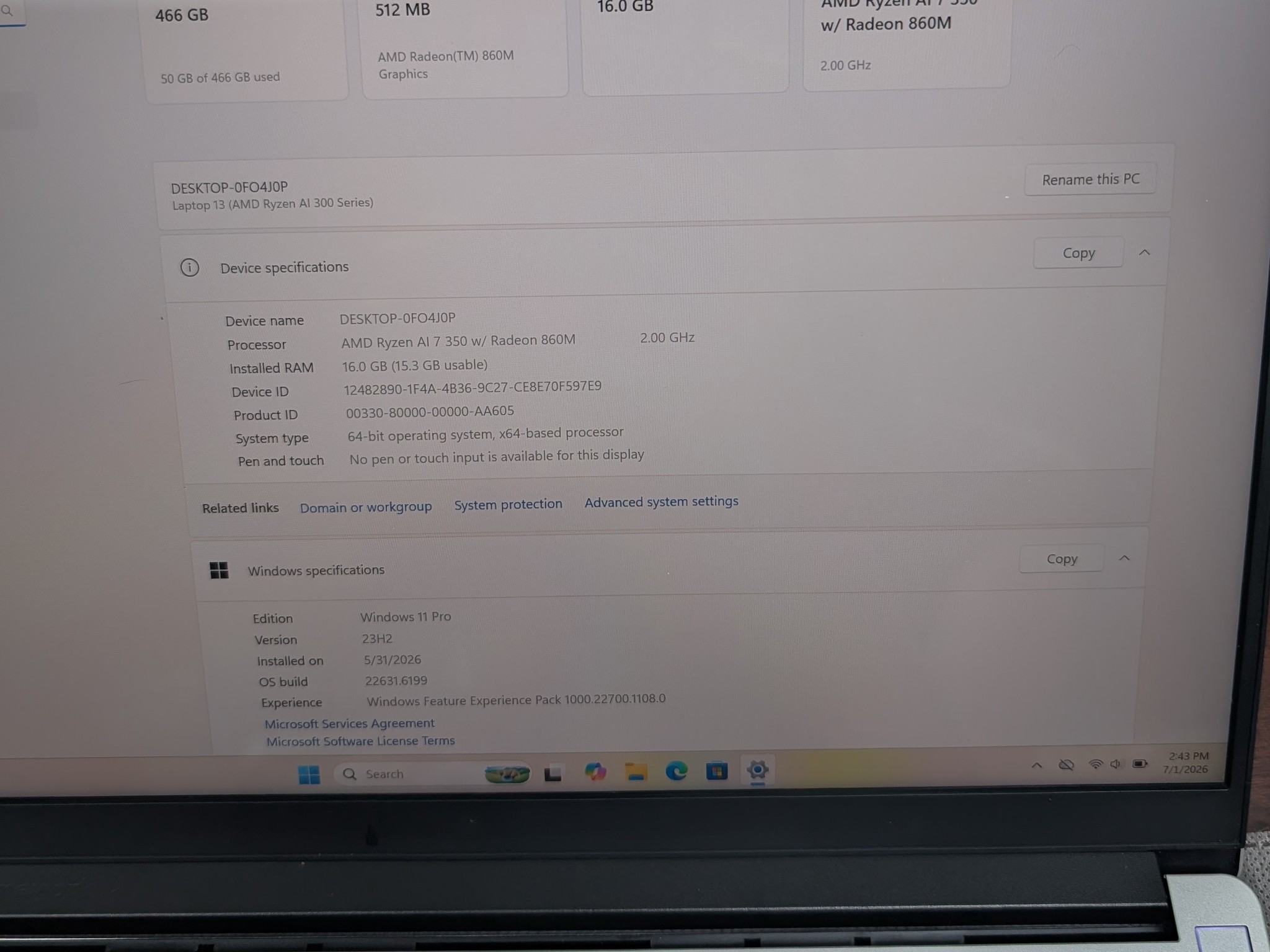 Framework 13 AMD Ryzen 7 AI 350 16GB RAM