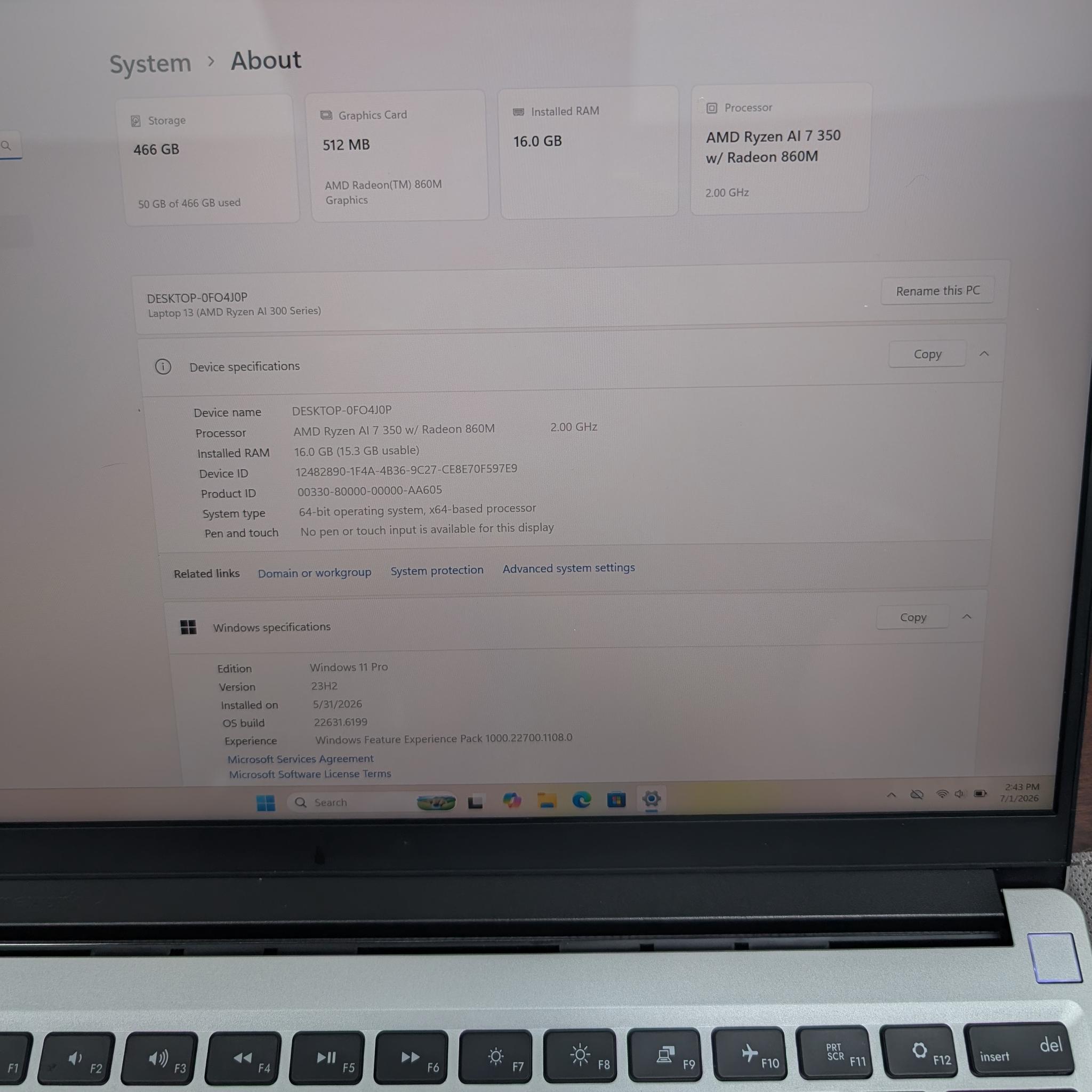 Framework 13 AMD Ryzen 7 AI 350 16GB RAM
