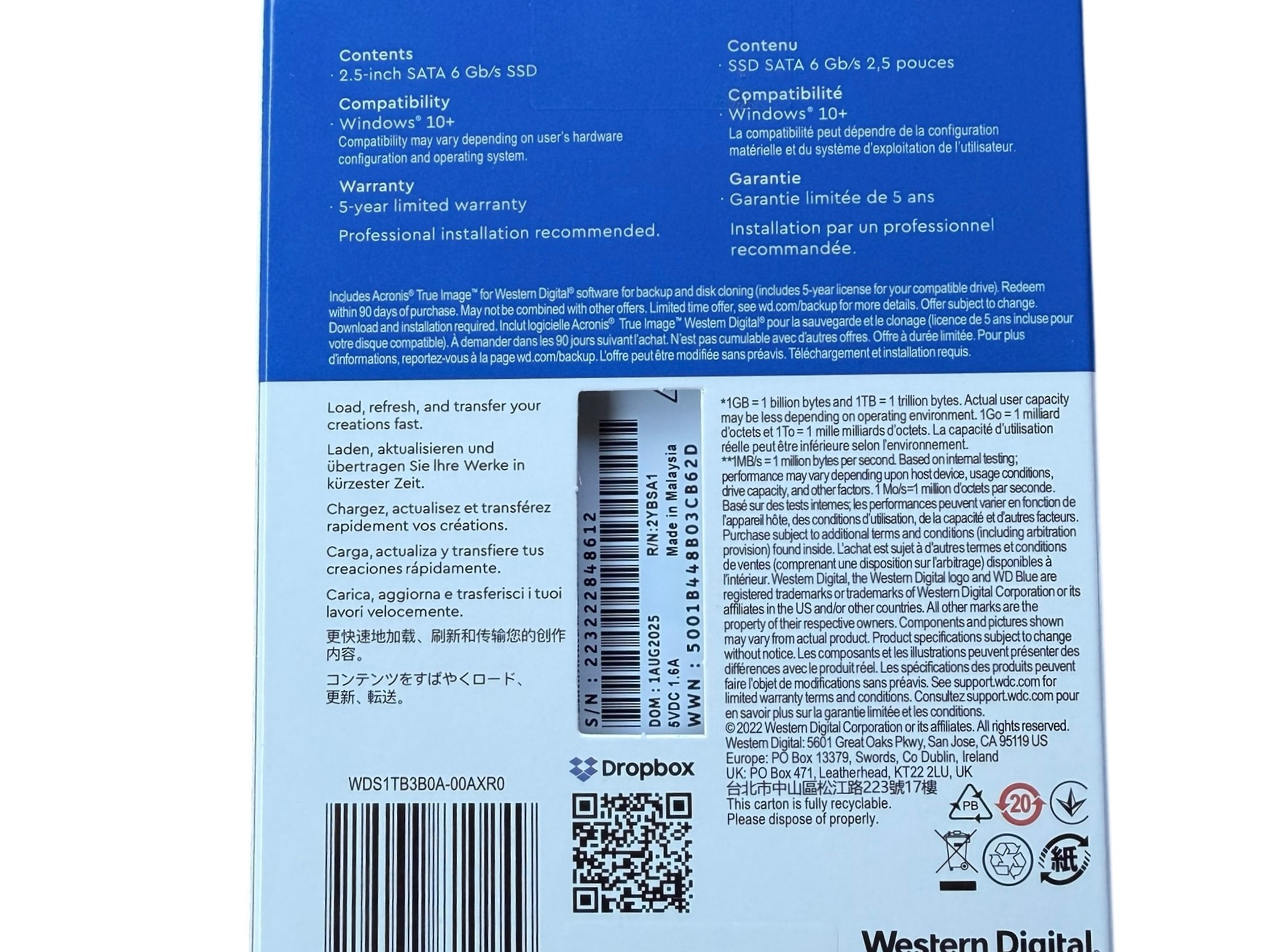 WD Blue 1TB 2.5-inch SATA SSD, SA510 (New, Unopened)