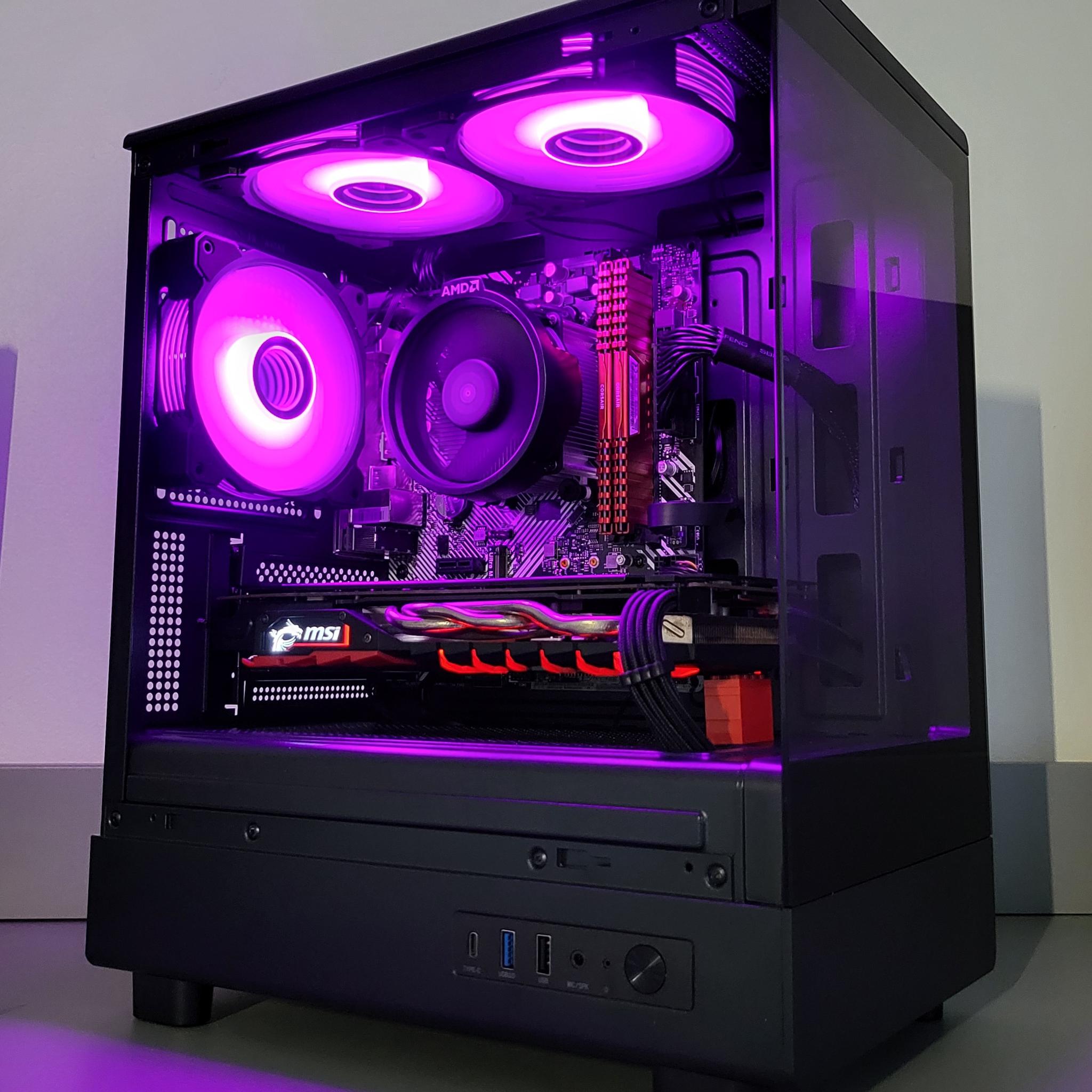 Red/Black Gaming PC! Ryzen 5 | Radeon RX | 16GB | 1TB | Wi-Fi BT | ARGB | 500W 80+ Gold
