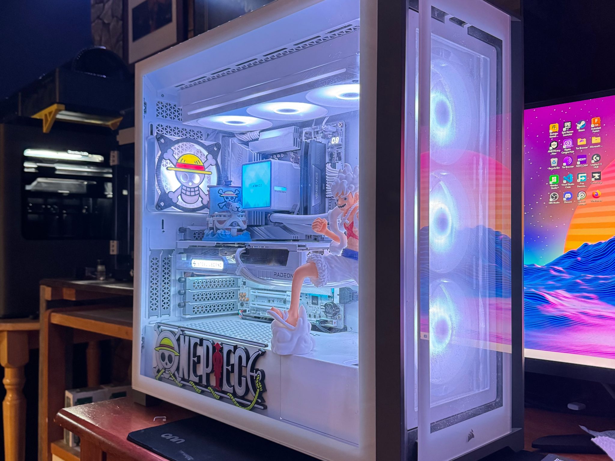 One Piece Inspired White Gaming PC | Gear 5 Theme | Ryzen 5 9600X | RX 9060 XT 16GB | 32GB DDR5 2TB