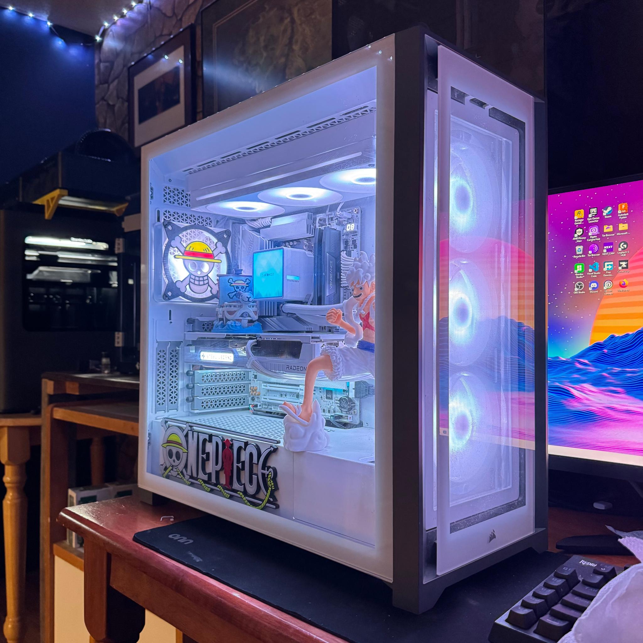 One Piece Inspired White Gaming PC | Gear 5 Theme | Ryzen 5 9600X | RX 9060 XT 16GB | 32GB DDR5 2TB