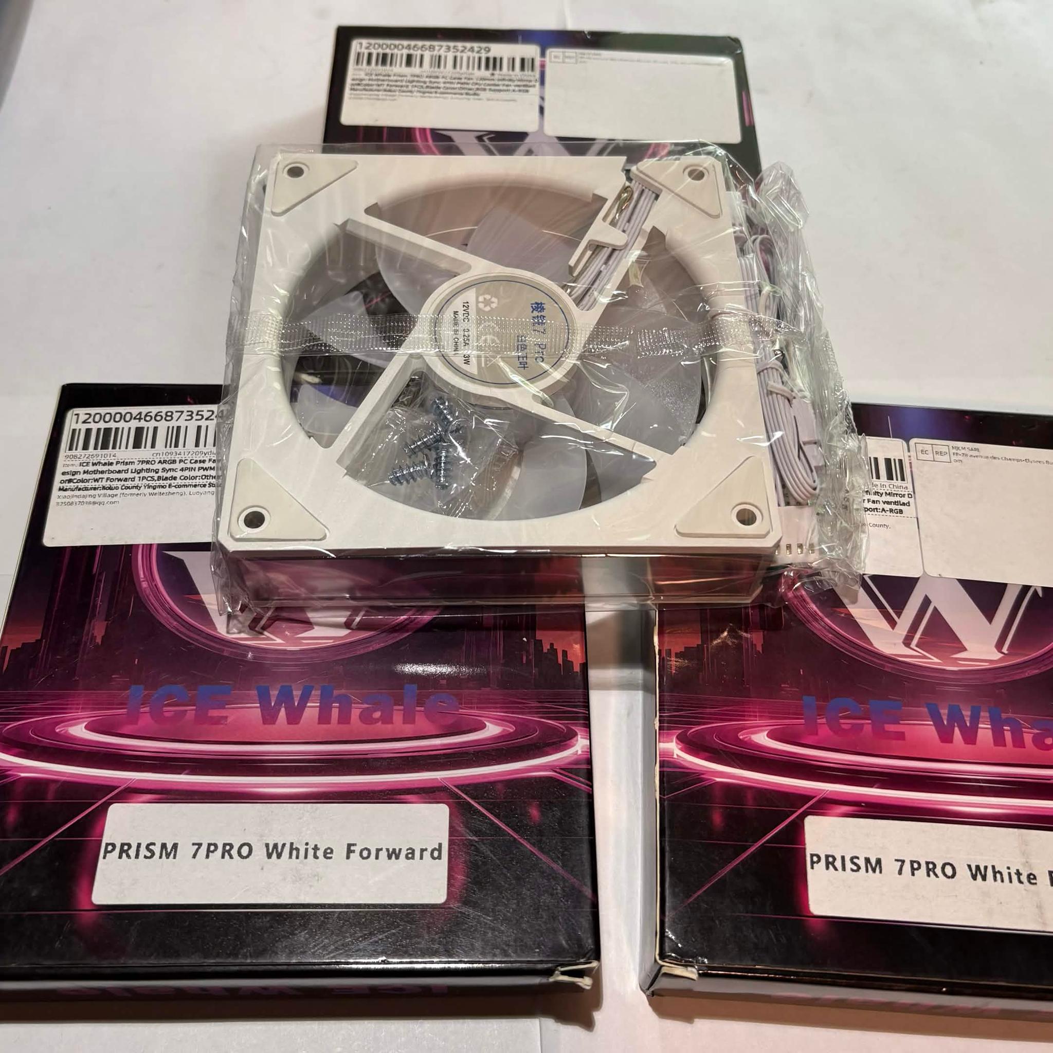 ICE Whale Prism 7 PRO White Forward ARGB PWM Fans – 3 Pack