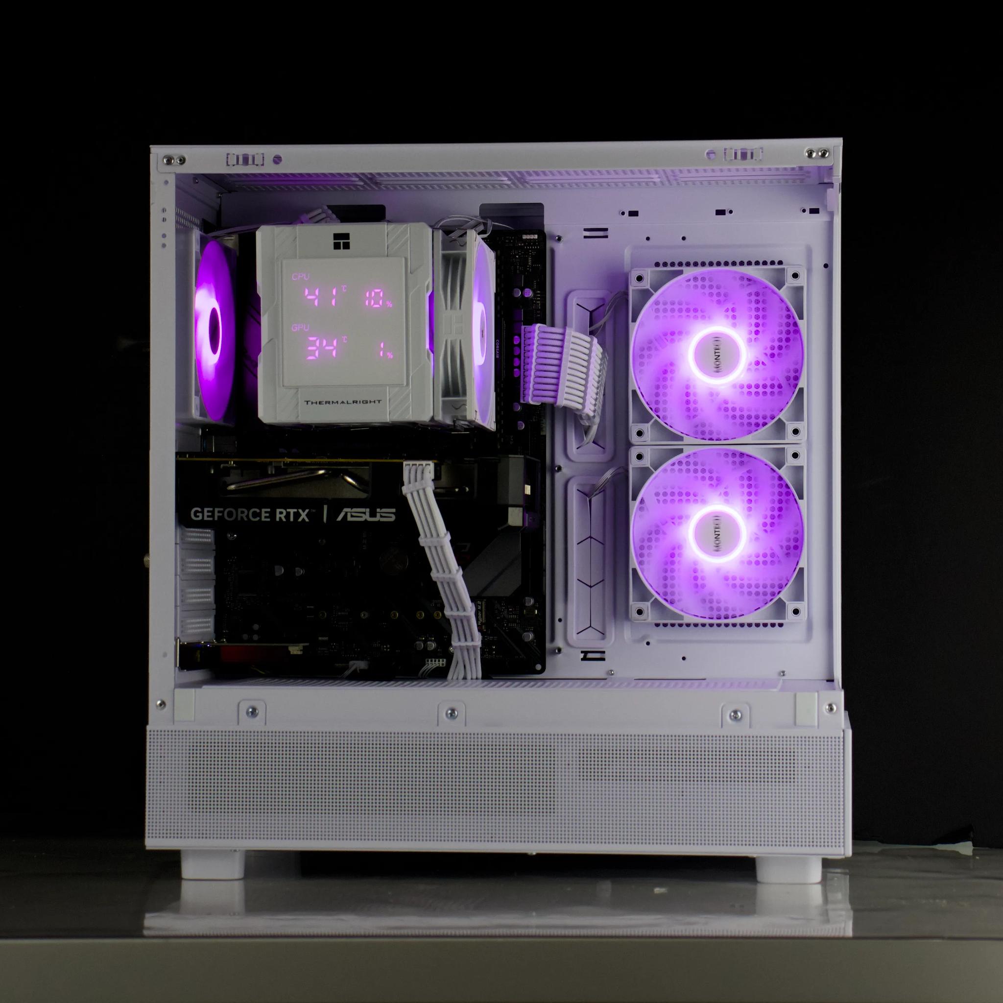🤍💎White Gaming PC – RTX 5060, Ryzen 5 5600X, 32GB RAM, 1TB SSD - RGB, WiFi, LED Screen🤍💎