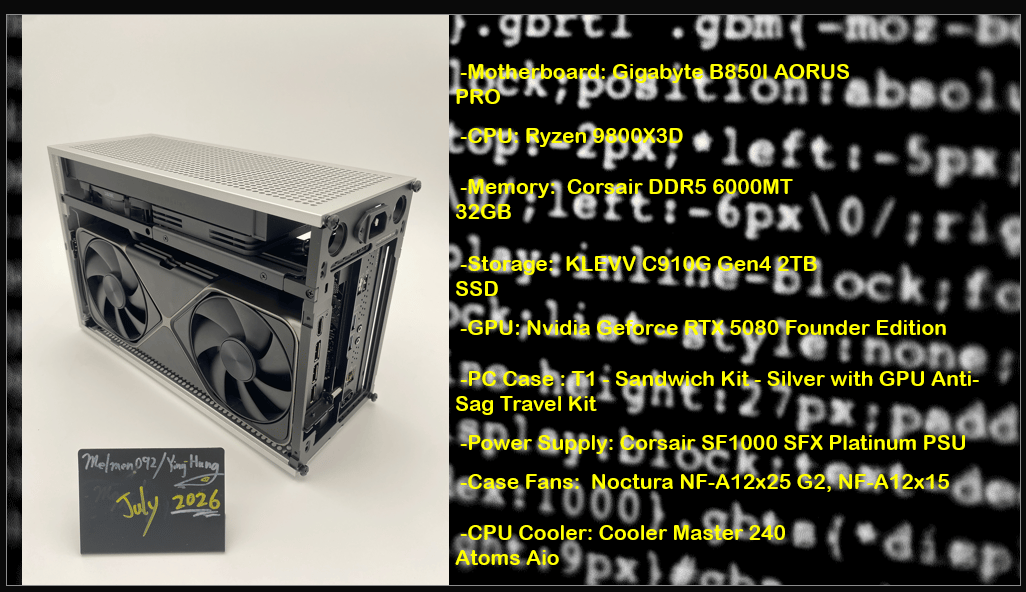 "Silver Bullet T1-5080" | 9800X3D | 5080 Founder | 32GB DDR5 | 2TB Nvme SSD |
