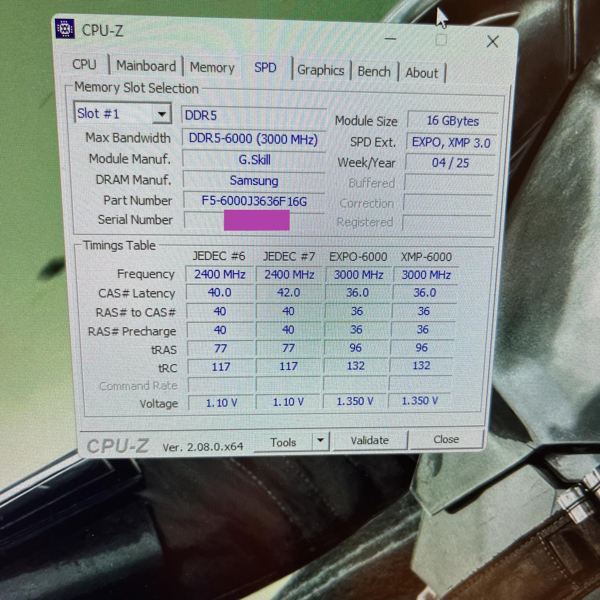 G.Skill DDR5 6000 MT/s 1x16G