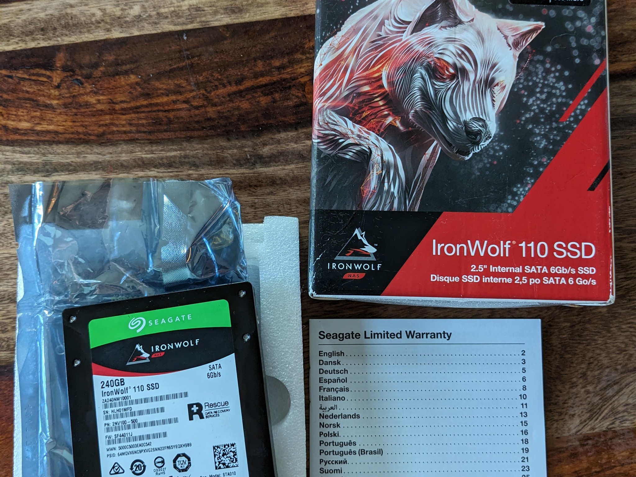 240GB IronWolf 110 SSD 2.5" Internal SATA 560MB/s w/ ONLY 6 HOURS of USE! IOB