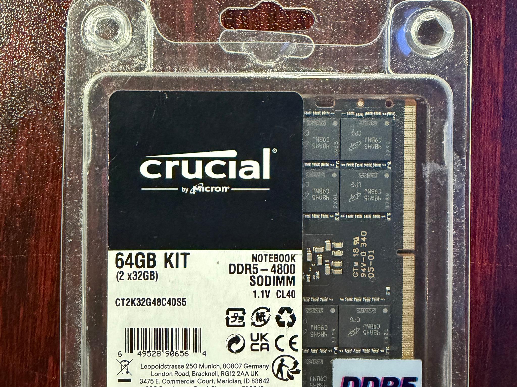 Crucial 64gb ddr54800 Sodimm