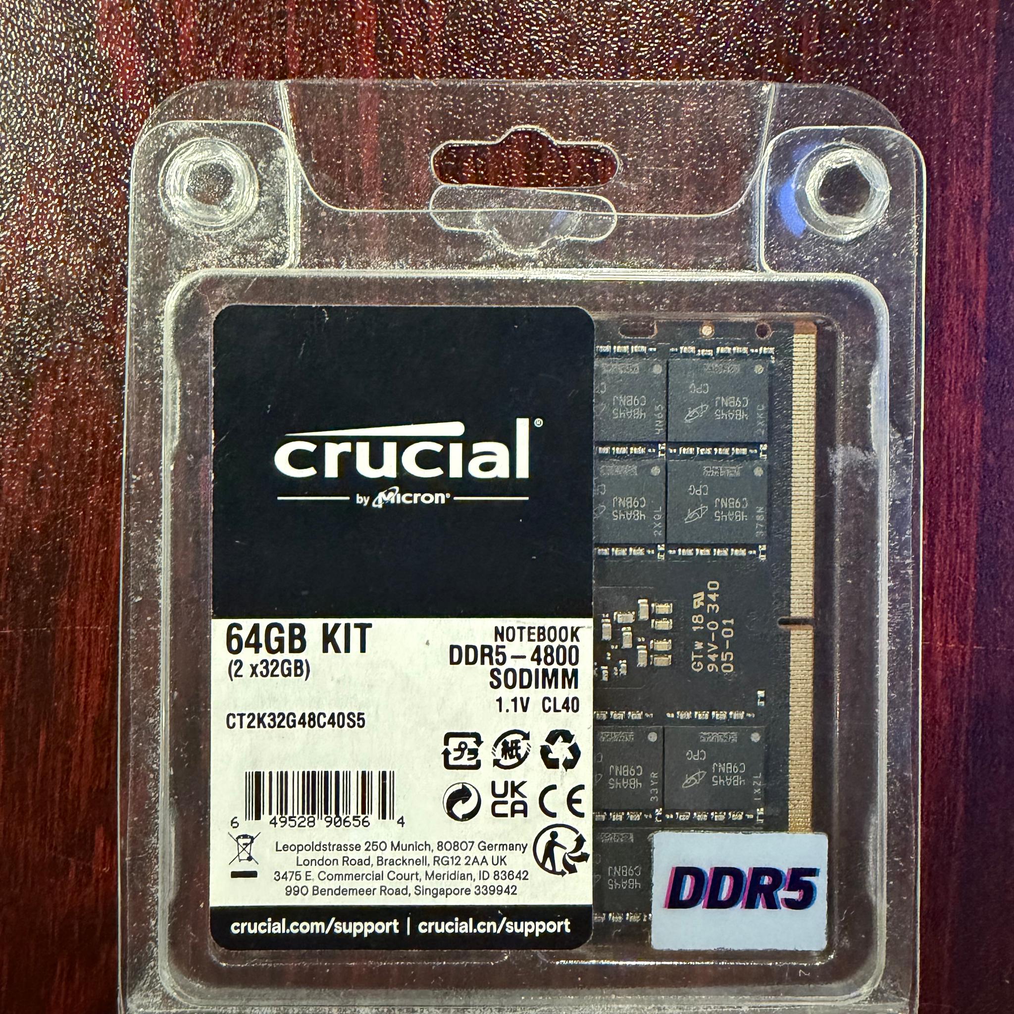Crucial 64gb ddr54800 Sodimm