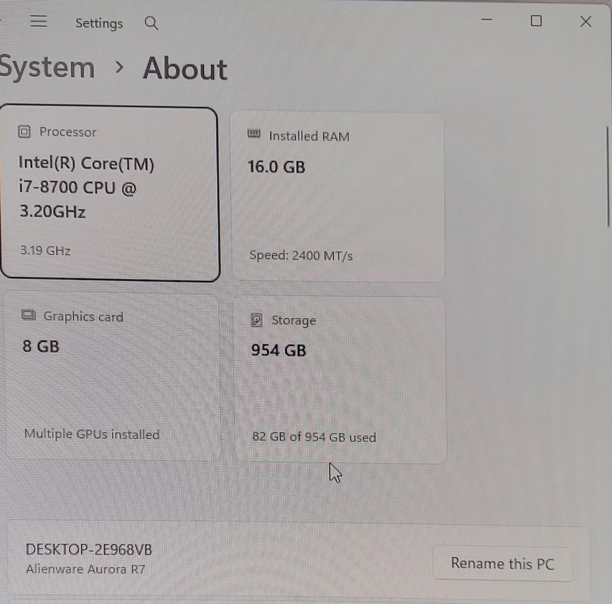 Custom Gaming PC, i7-8700, 16GB DDR4, RTX 2060 Super 8GB, 1TB SSD, Windows 11