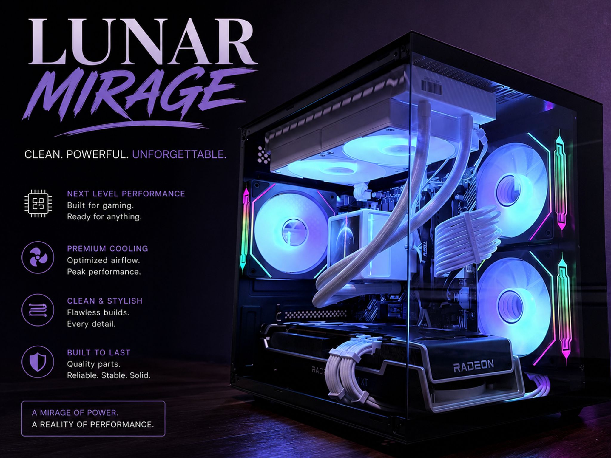 🌕"Lunar Mirage "🌕| 1440p/4k Gaming | Ryzen 7 5700X3D | RX 6700 XT 12GB | 32B Ram | 1.5tb Storage