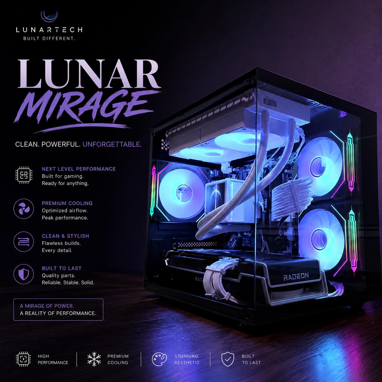 🌕"Lunar Mirage "🌕| 1440p/4k Gaming | Ryzen 7 5700X3D | RX 6700 XT 12GB | 32B Ram | 1.5tb Storage