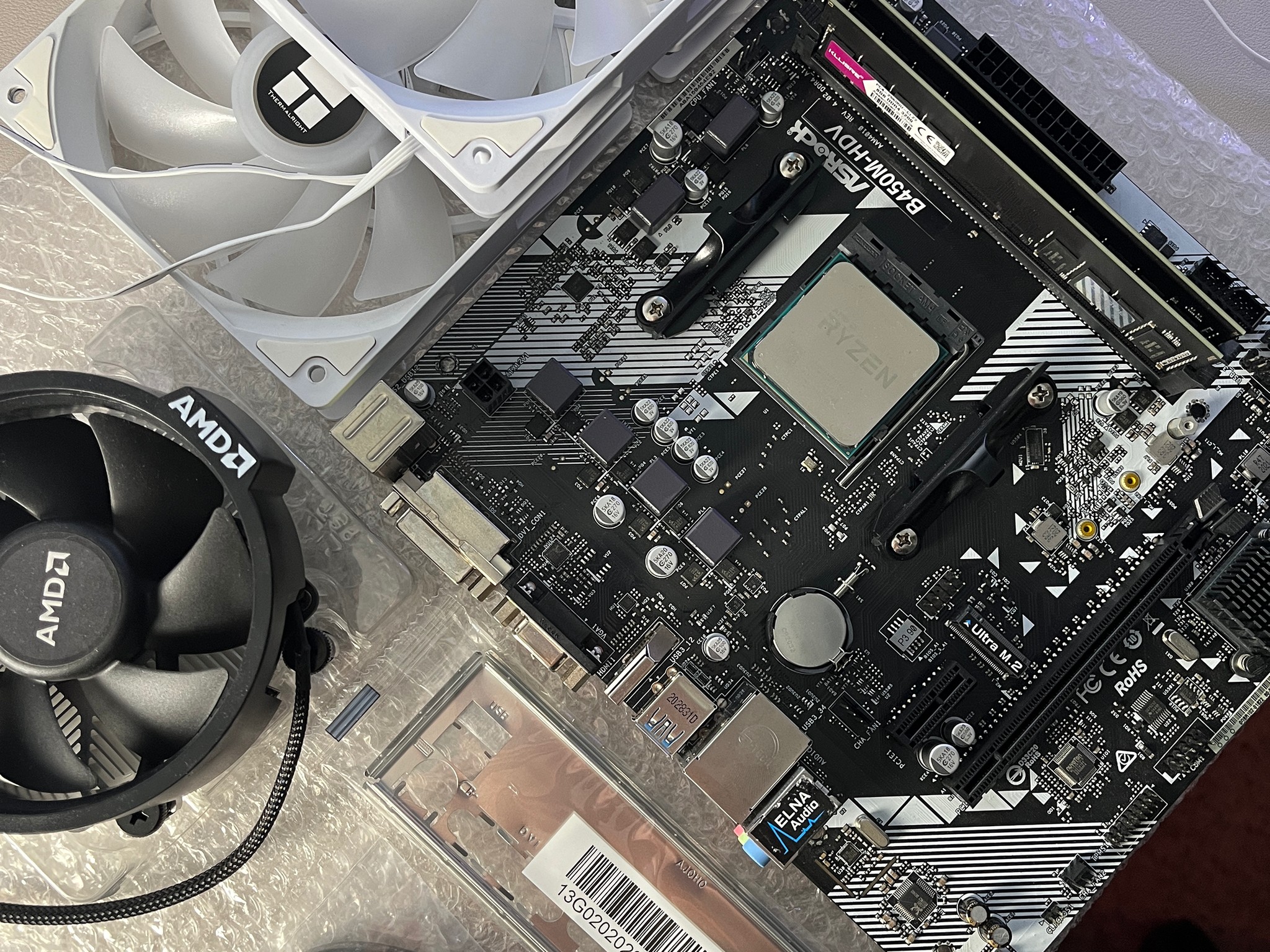 Combo! CPU RAM Motherboard & RGB Fans Ryzen 5 16GB RAM