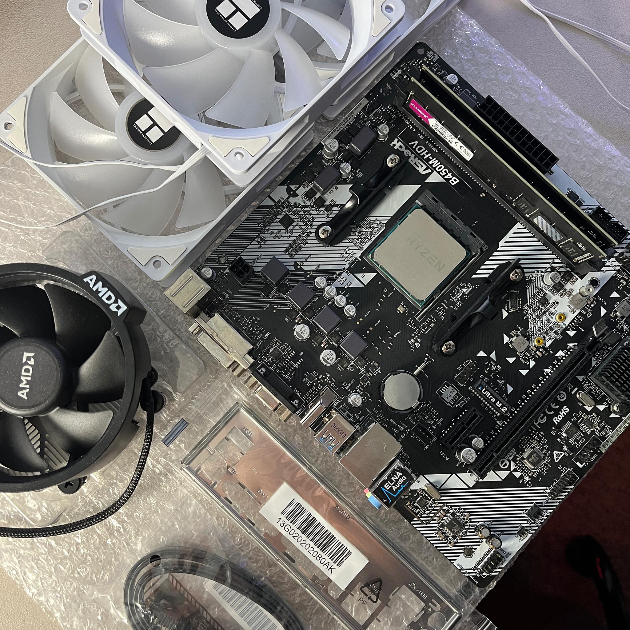 Combo! CPU RAM Motherboard & RGB Fans Ryzen 5 16GB RAM