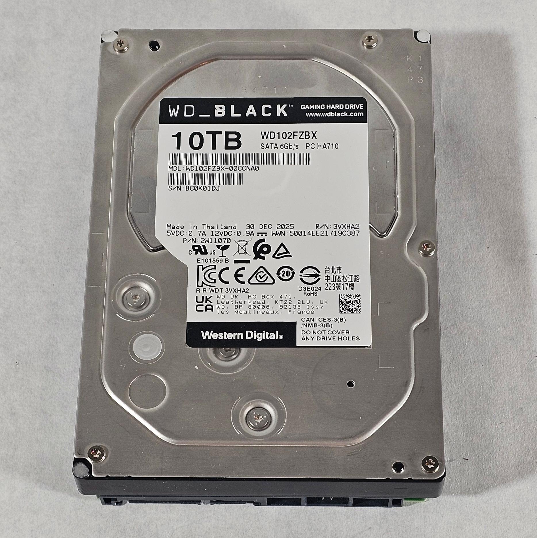 10TB 3.5" Hard Drive WD Black WD102FZBX
