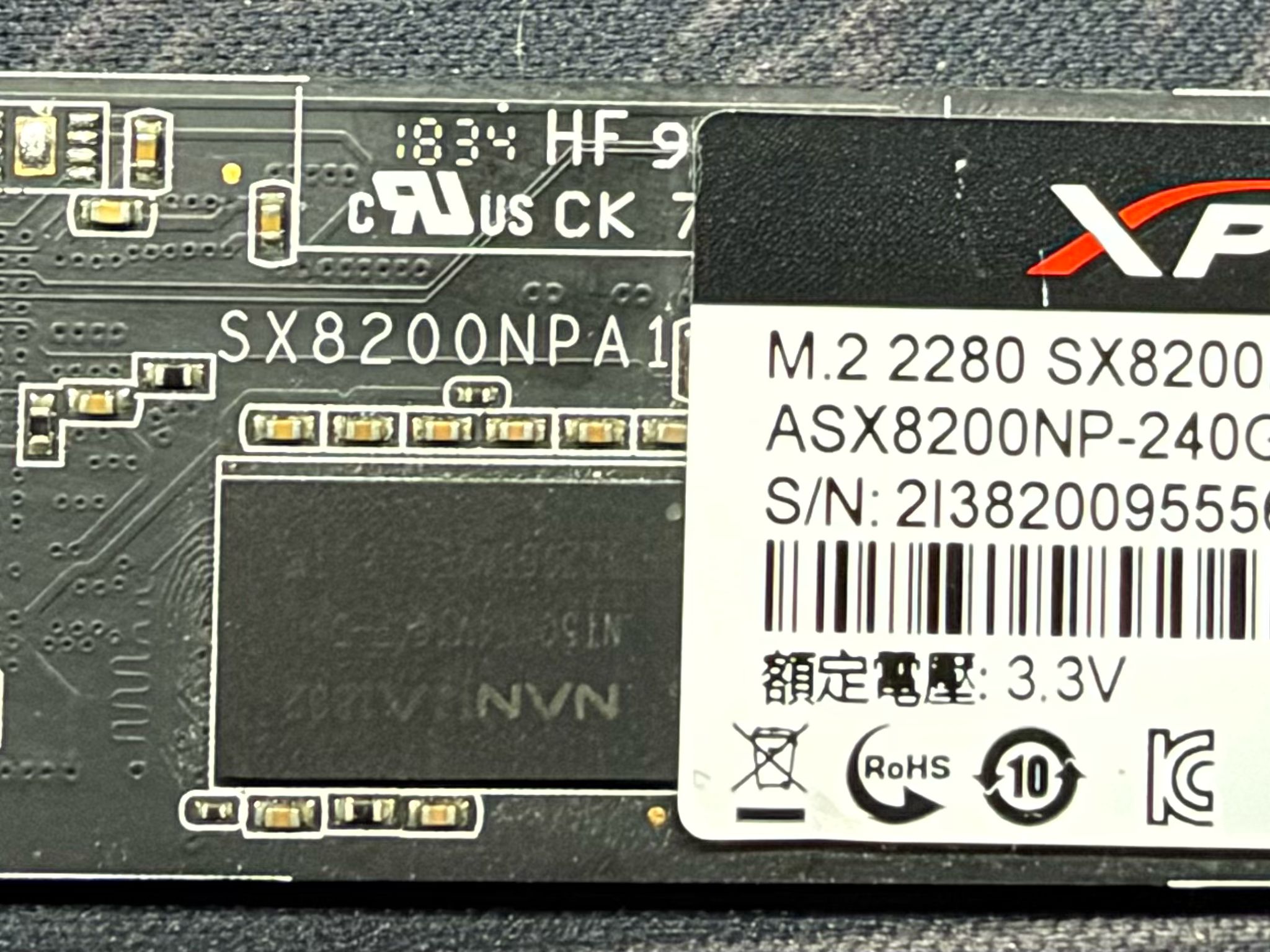 ADATA XPG8200 240GB NVME Drive (100% Health)