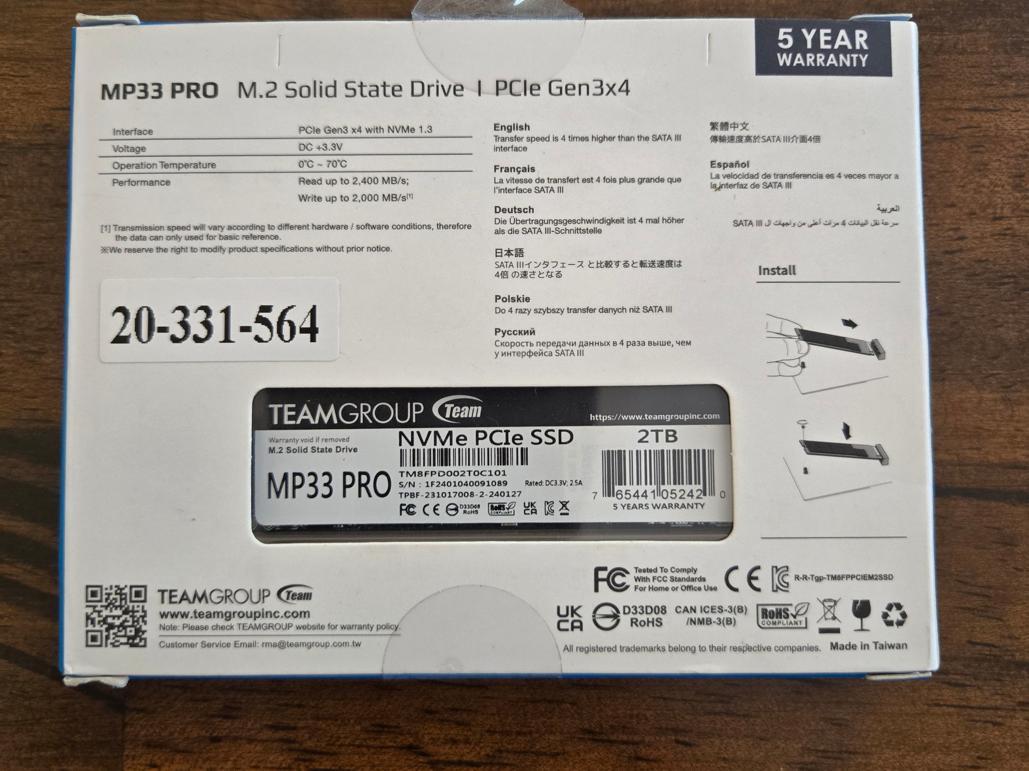 NEW TEAMGROUP MP33 PRO 2TB NVMe M.2 SSD PCIe Gen3 x4 2400/2000 MB/s