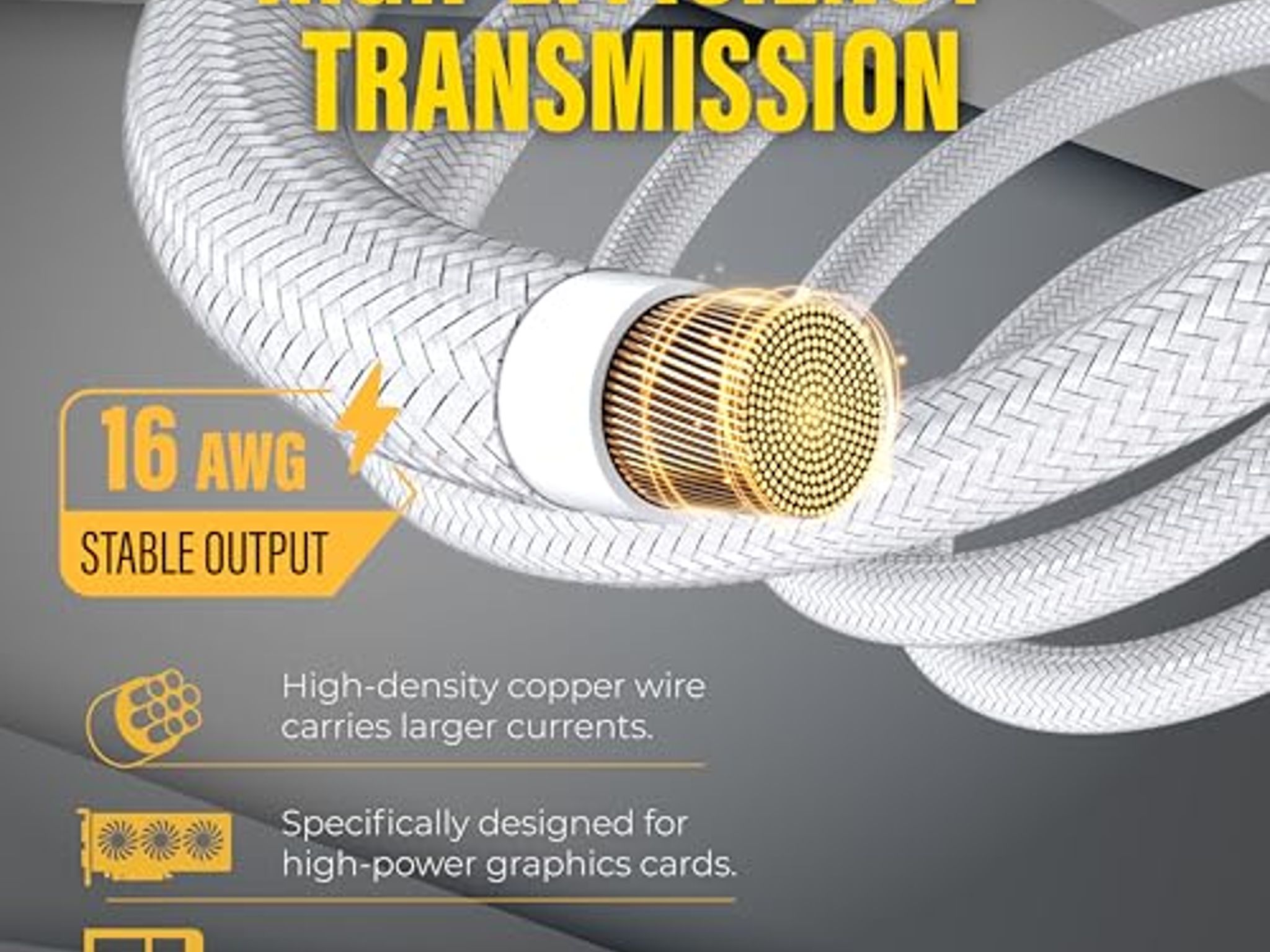 GPU Power Sleeved Cable Extension, 16pin(12+4) 12VHPWR PCIe 5.0 Male to 3X PCIE 8 PIN