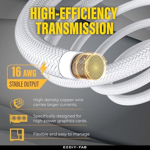 GPU Power Sleeved Cable Extension, 16pin(12+4) 12VHPWR PCIe 5.0 Male to 3X PCIE 8 PIN