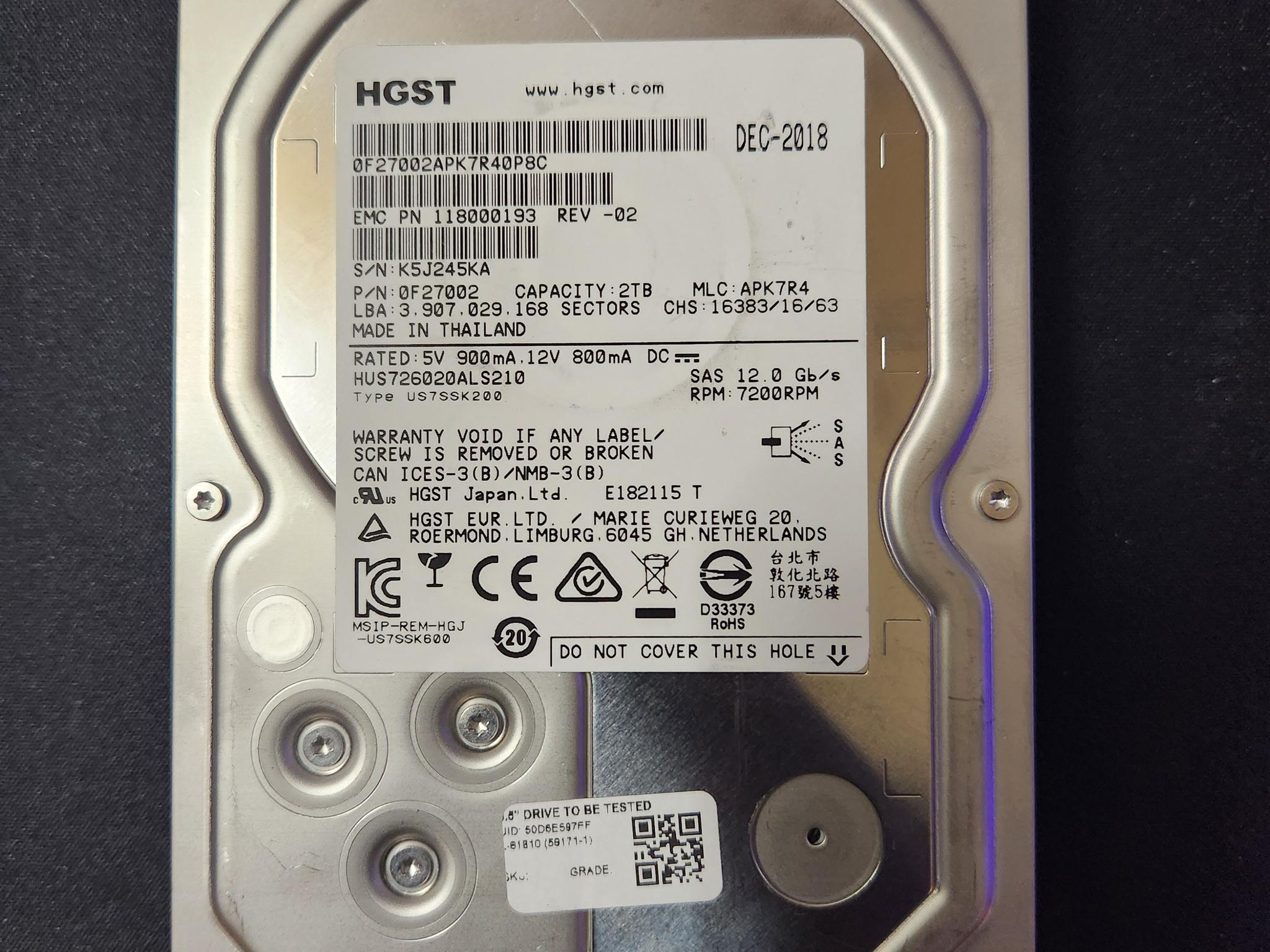 Hitachi 2TB 3.5 SAS HDD