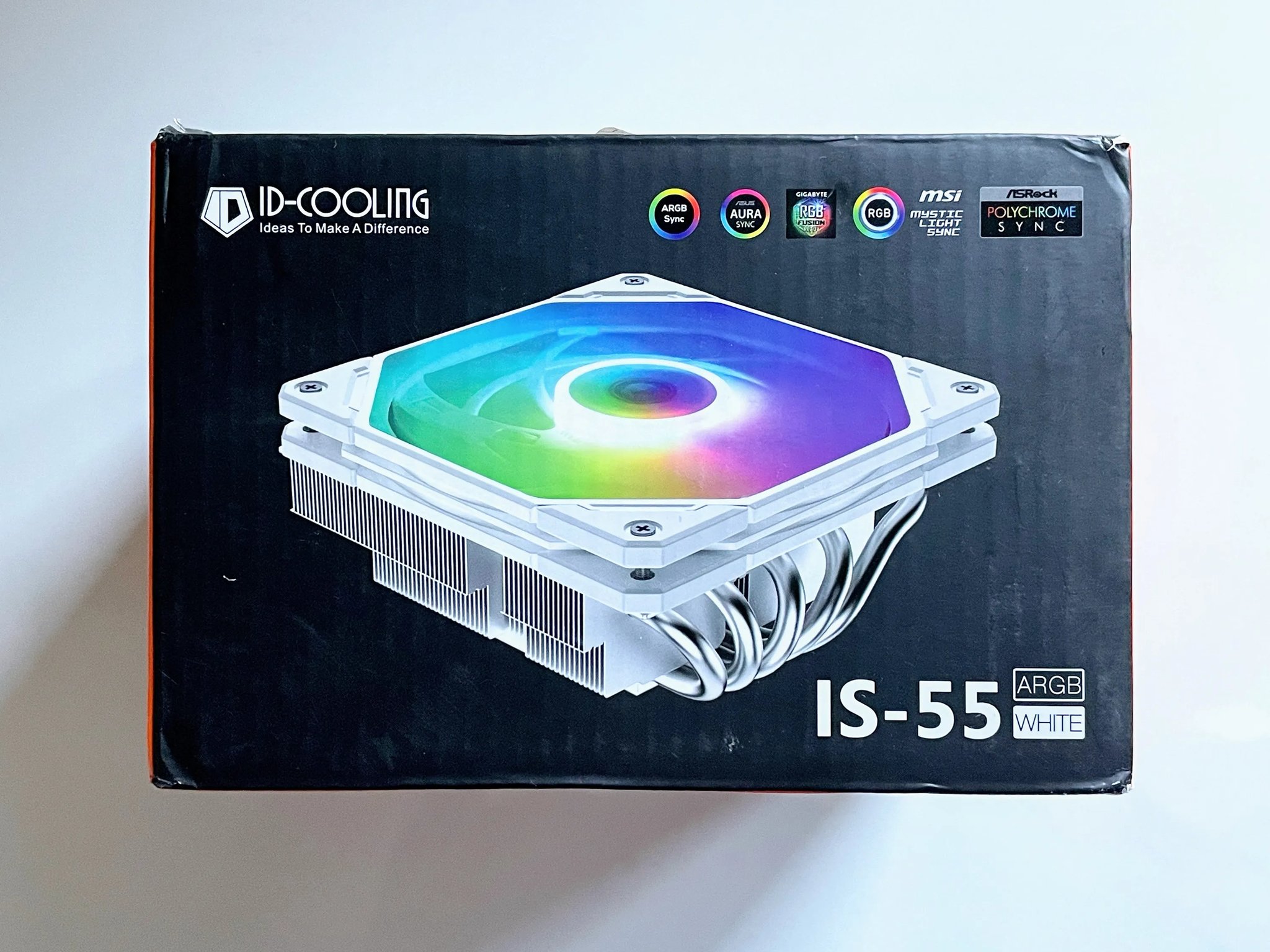 ID-COOLING IS-55 ARGB White Low Profile CPU Cooler, 57mm Height, 5 Heatpipes - Intel and AMD