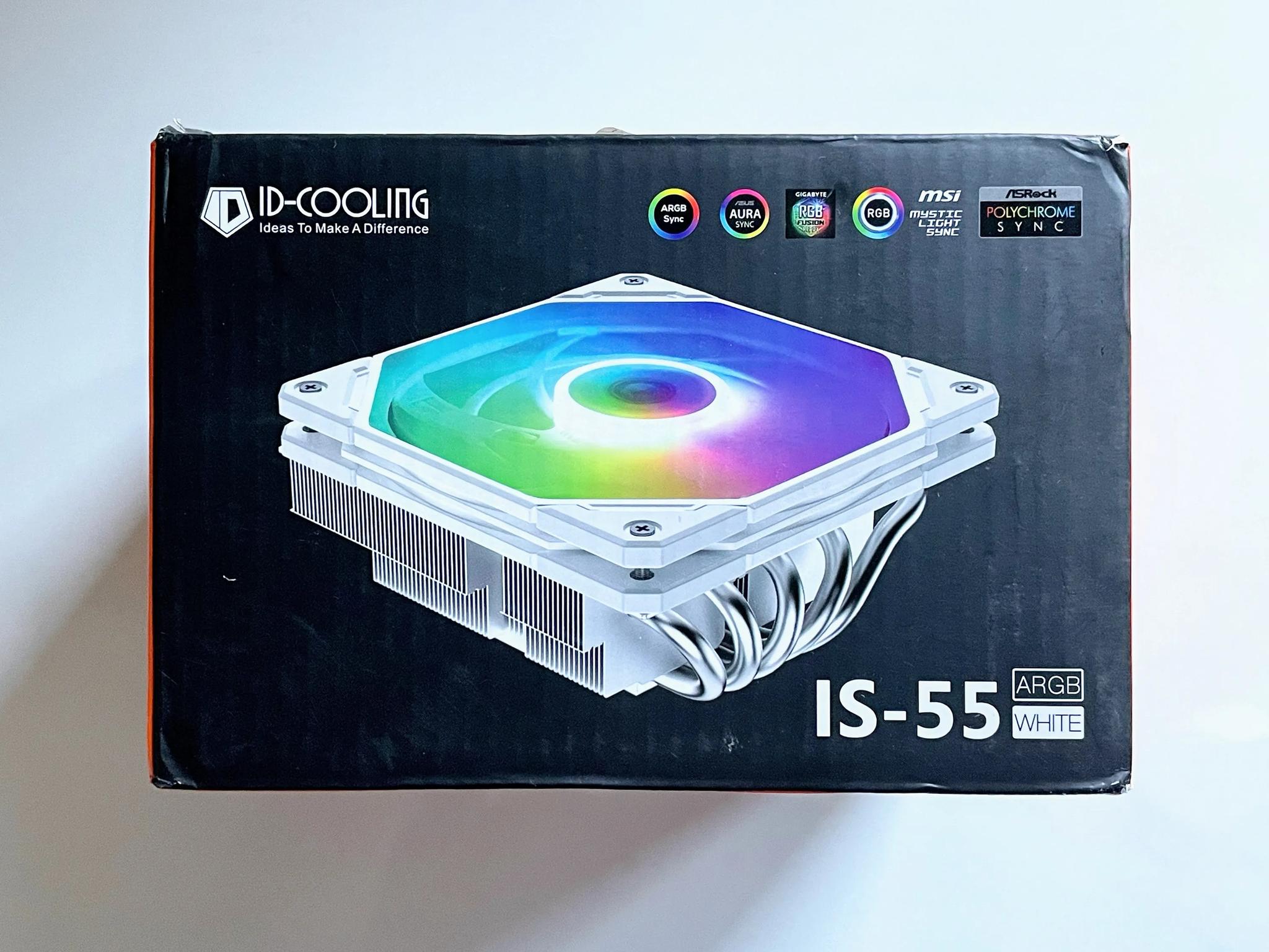 ID-COOLING IS-55 ARGB White Low Profile CPU Cooler, 57mm Height, 5 Heatpipes - Intel and AMD