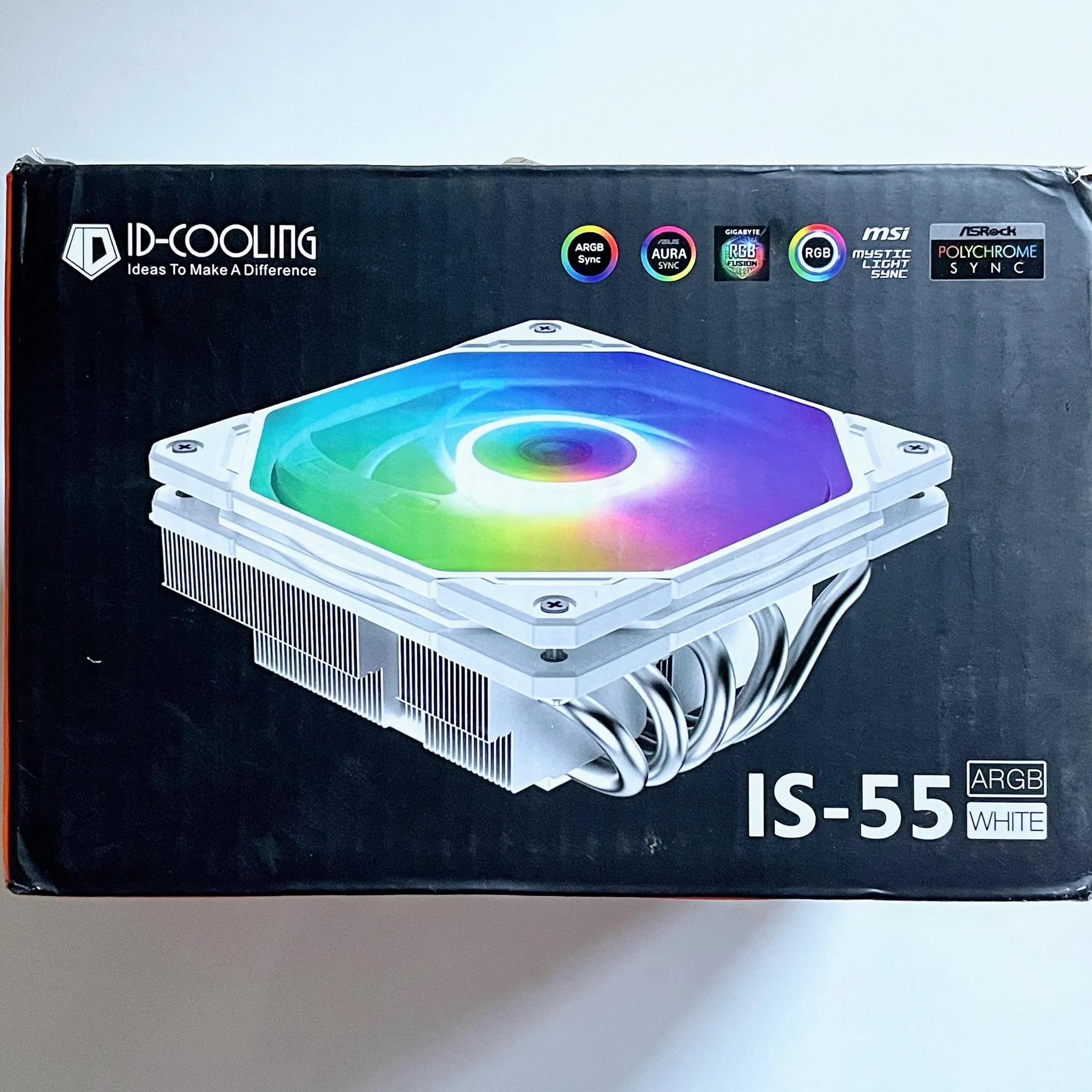 ID-COOLING IS-55 ARGB White Low Profile CPU Cooler, 57mm Height, 5 Heatpipes - Intel and AMD