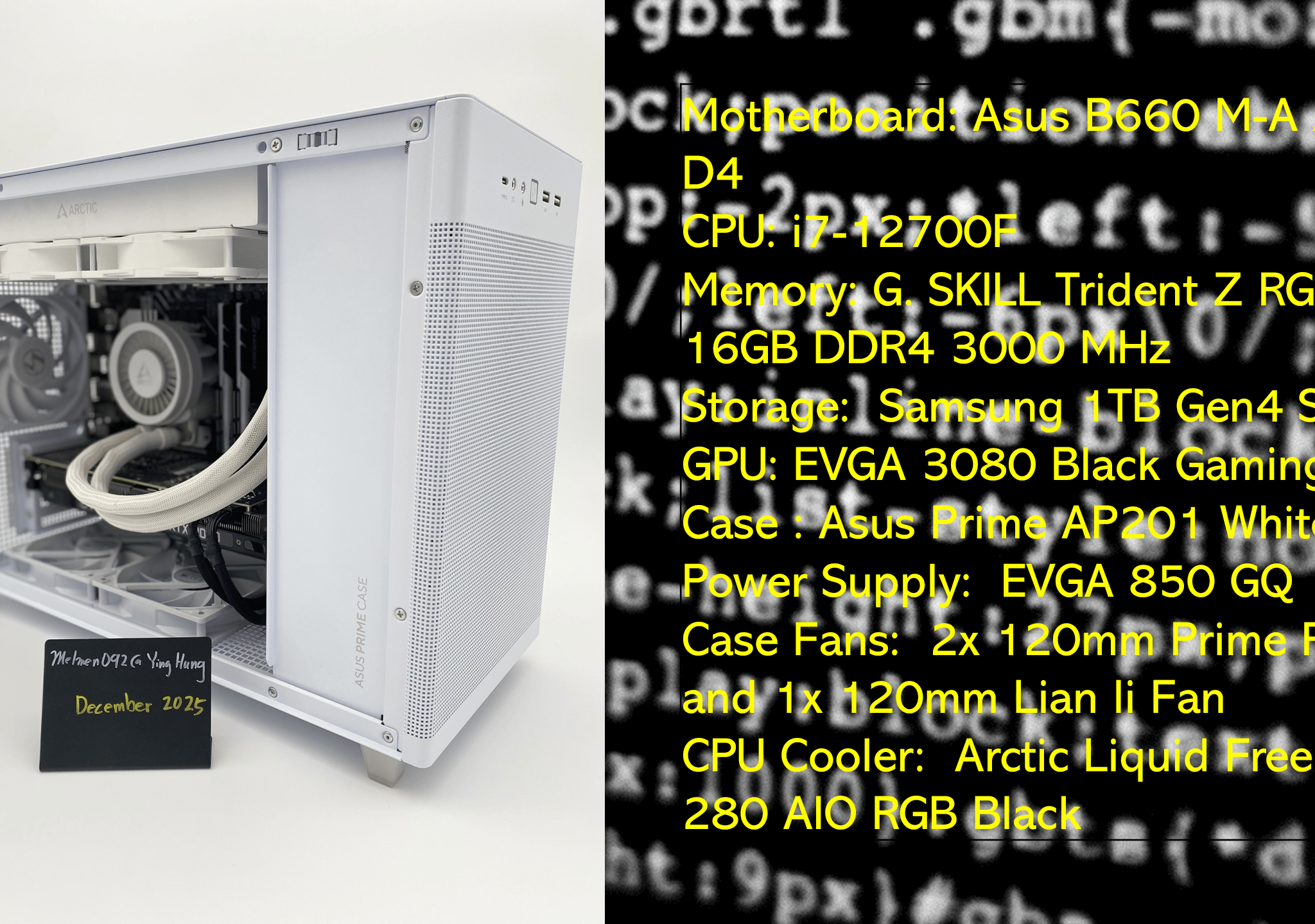 4K StartUp WhiteRock | i7-12700F | 3080 | DDR4 16GB | 1TB Storage