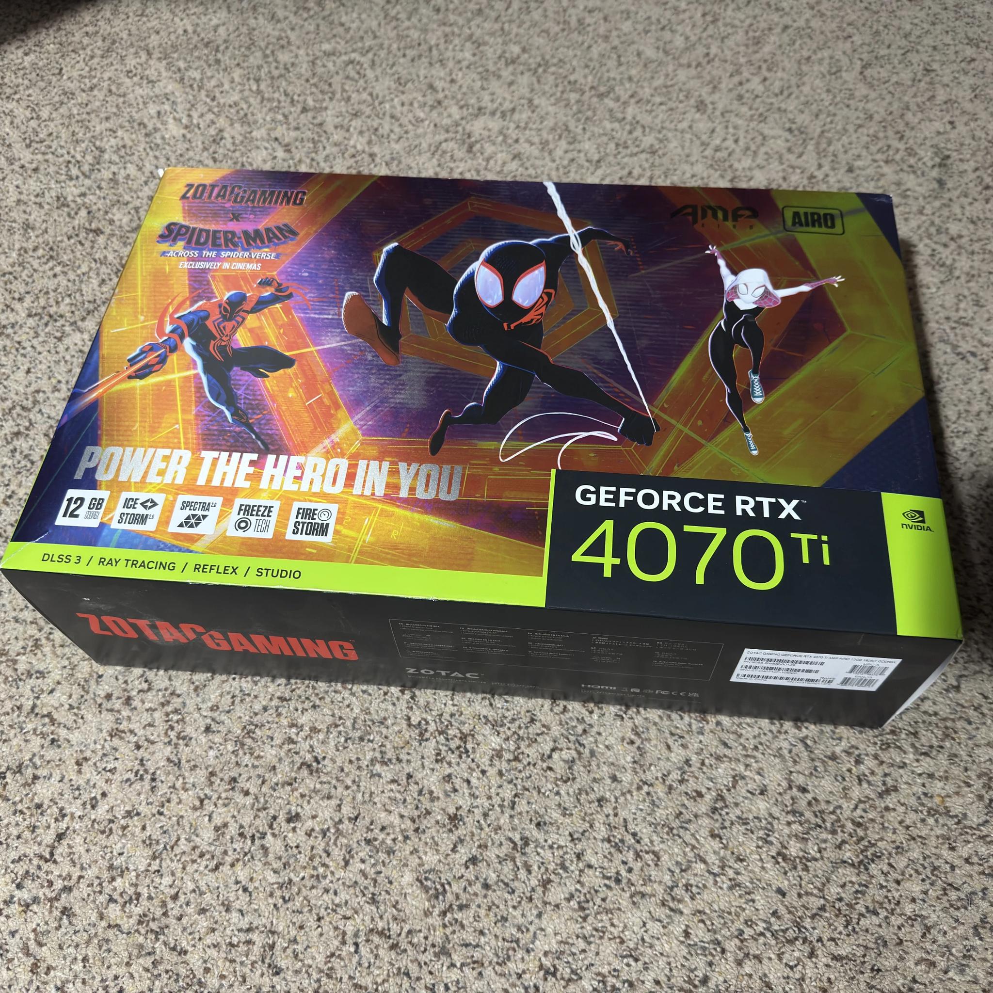 Spiderman Edition - ZOTAC GAMING GeForce RTX 4070 Ti AMP Extreme AIRO - OPEN BOX - Rare