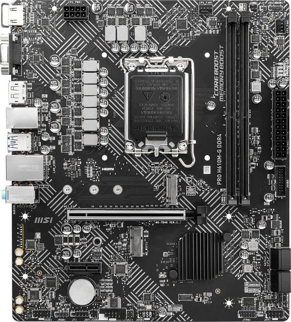 MSI PRO H610M-G DDR4 Motherboard (12th/13th/14th Gen Intel Core, LGA 1700 Socket, DDR4)