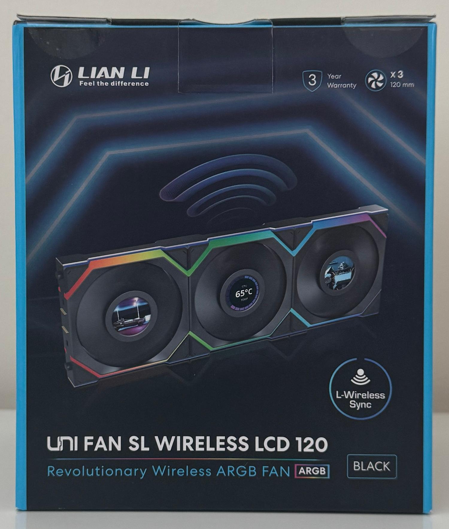 New Lian Li UNI Fan SL LCD Wireless 120mm ARGB Fan - Triple Pack - 1.6" LCD Black (12SLLCD1W3B)