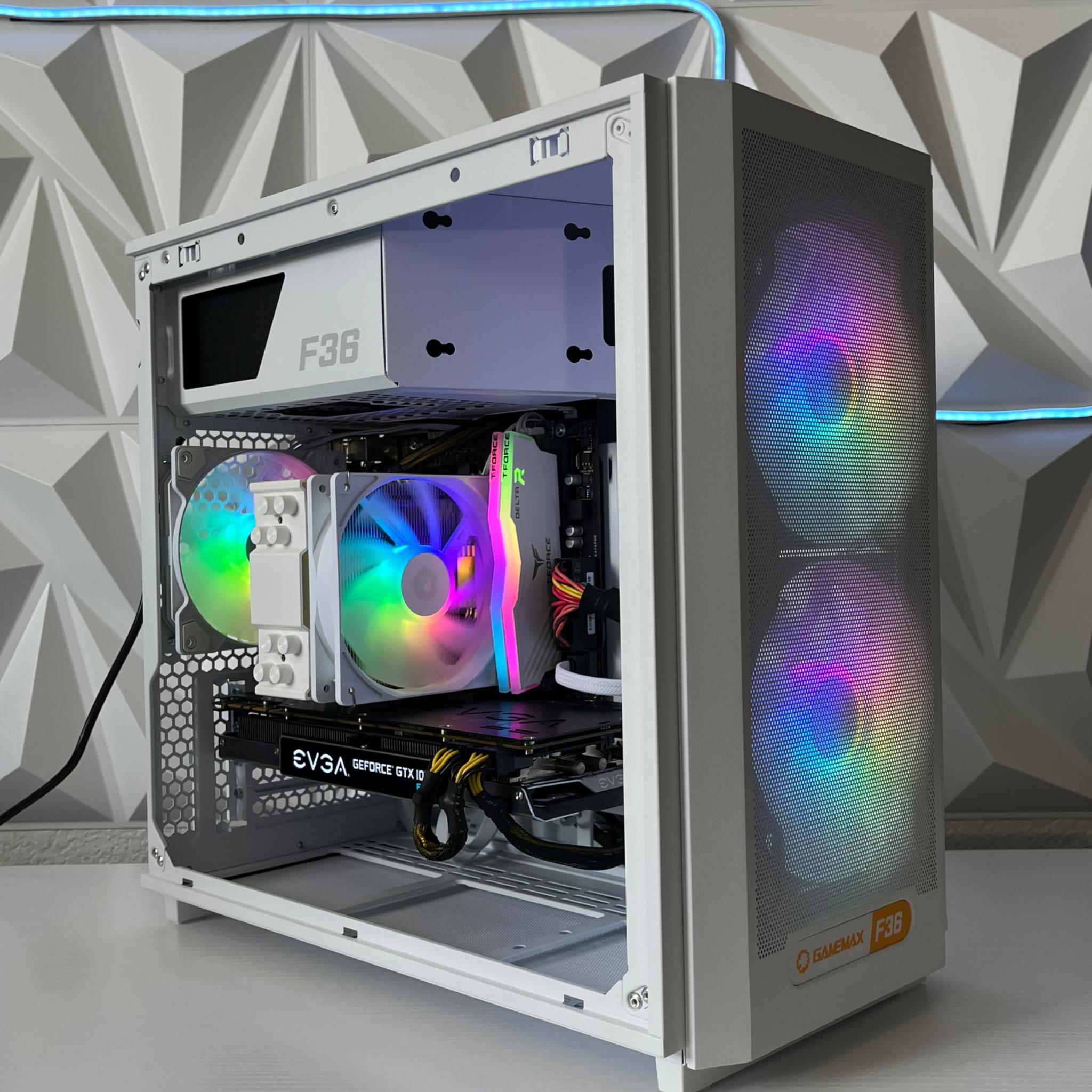 GTX 1070 8GB, Ryzen 5 2600X, 16GB RAM | White RGB Gaming Computer/PC