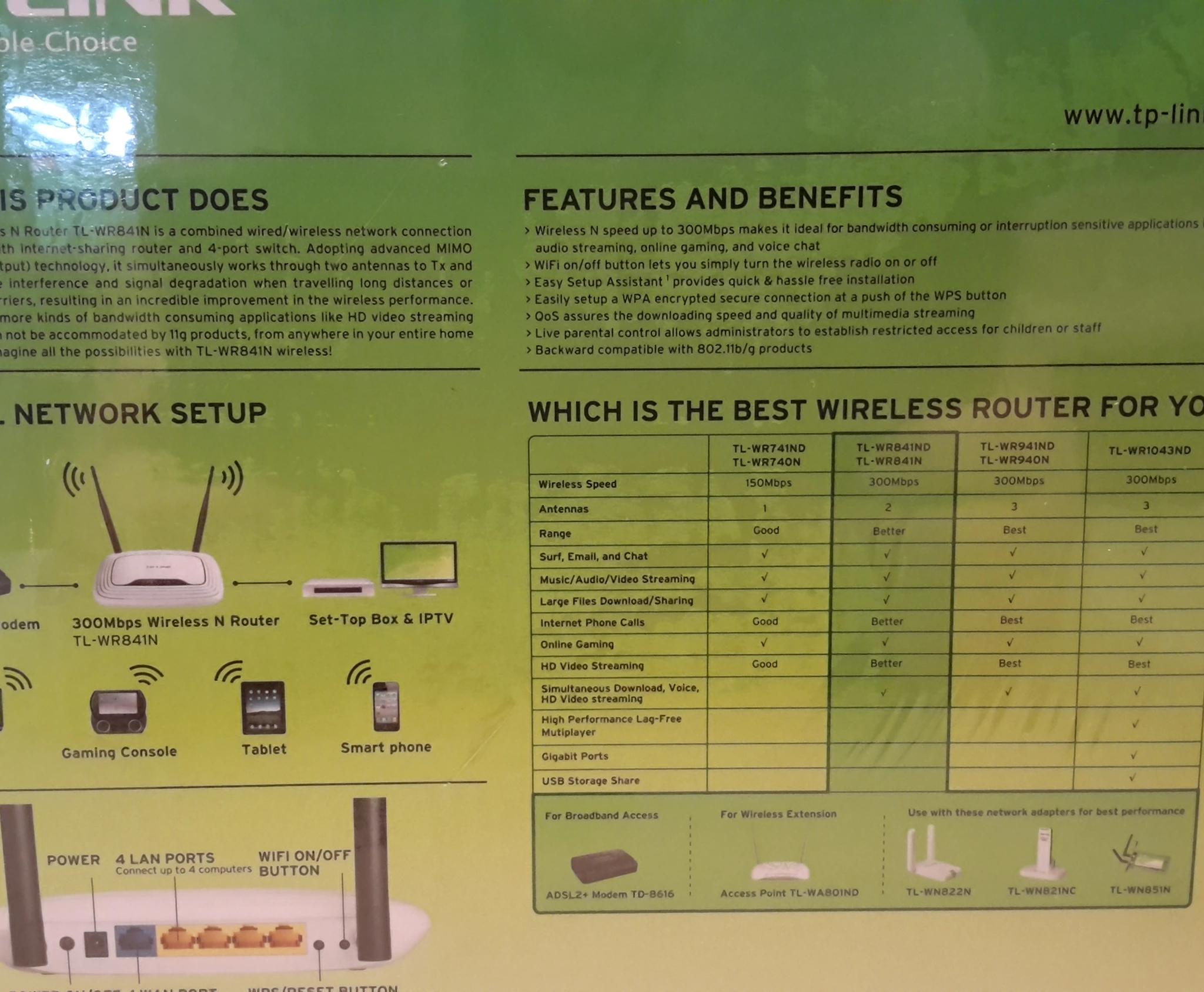 NEW TP-Link N300 Wireless WiFi Router, Extender (TL-WR841N)