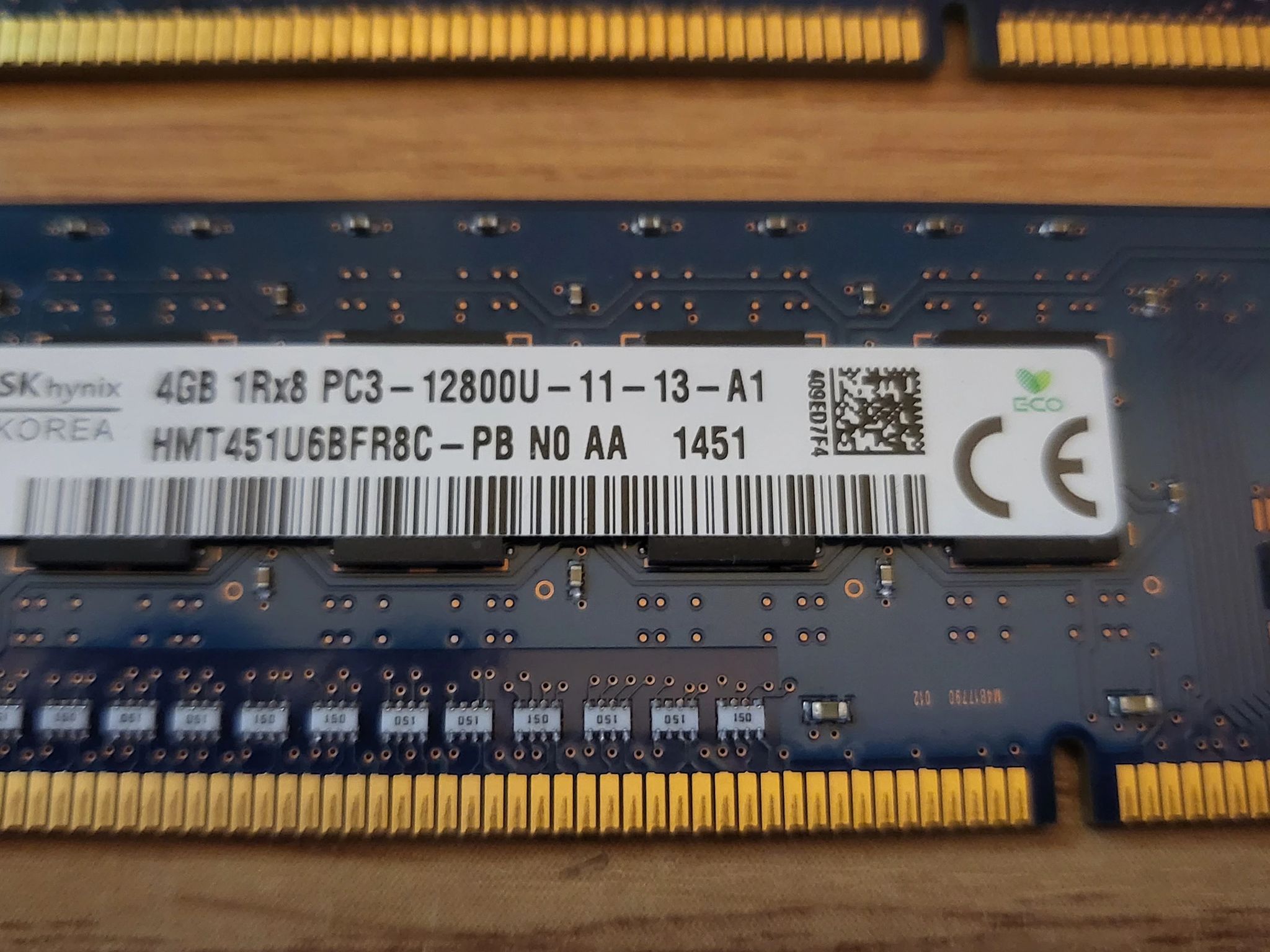 Lot of Two (2) USED Assorted SK Hynix 4GB DDR3 RAM