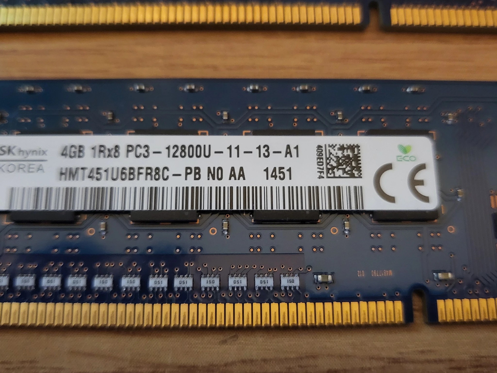 Lot of Two (2) USED Assorted SK Hynix 4GB DDR3 RAM