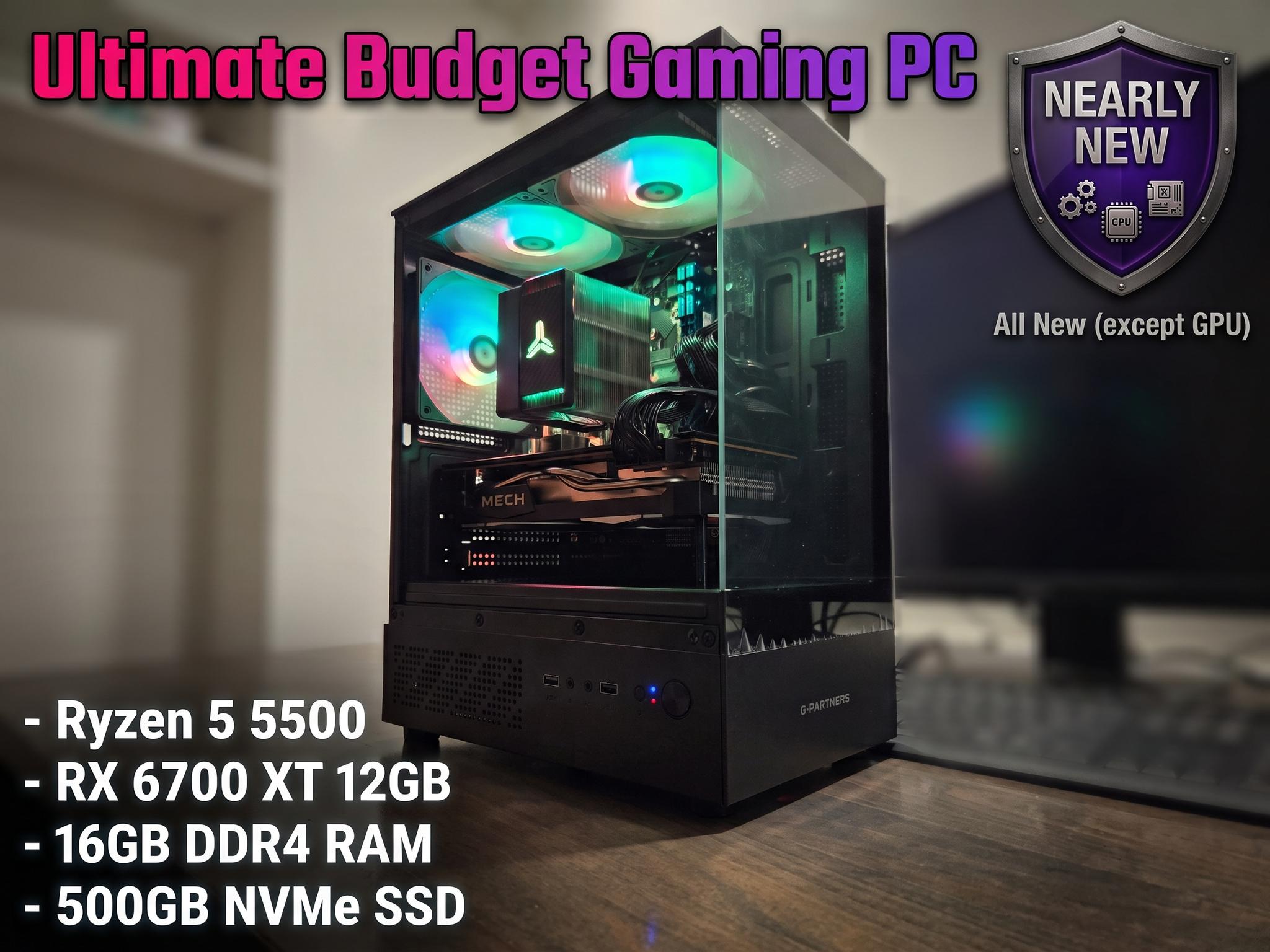 🚀 High-Performance Custom Gaming PC | Ryzen 5 + RX 6700 XT 12GB | Mostly New Parts!