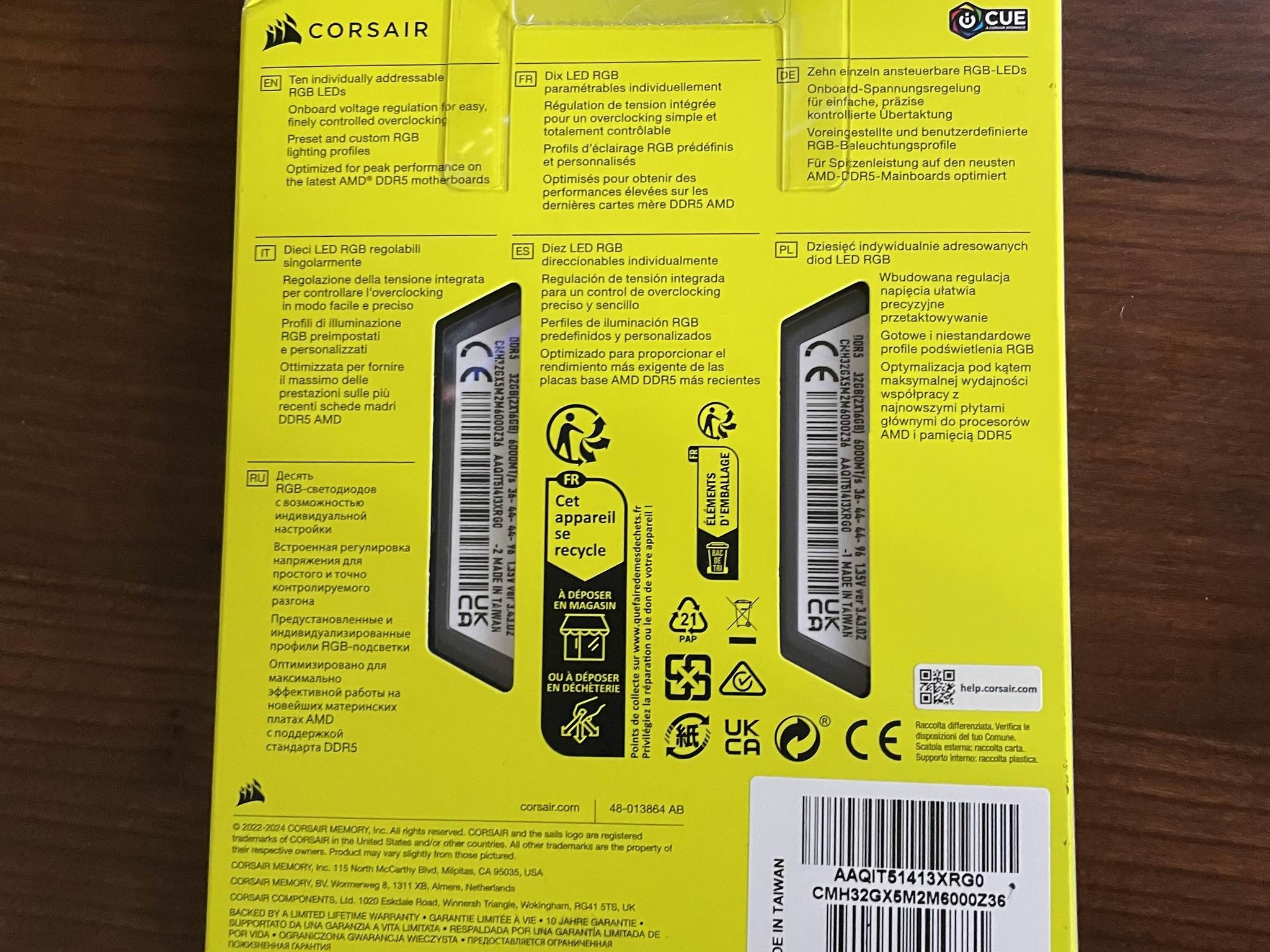 Corsair Vengeance RGB DDR5 16GBx2 RAM