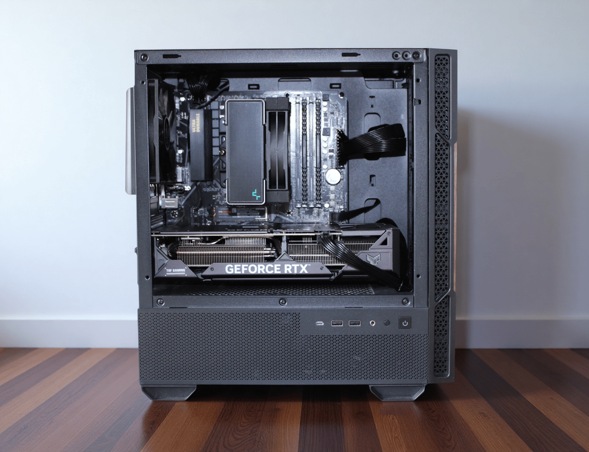 Super Sleek Custom PC – Ryzen 7 5800X | RTX 4060 Ti | 16GB DDR4 | NVMe SSD | Walnut Wood Case