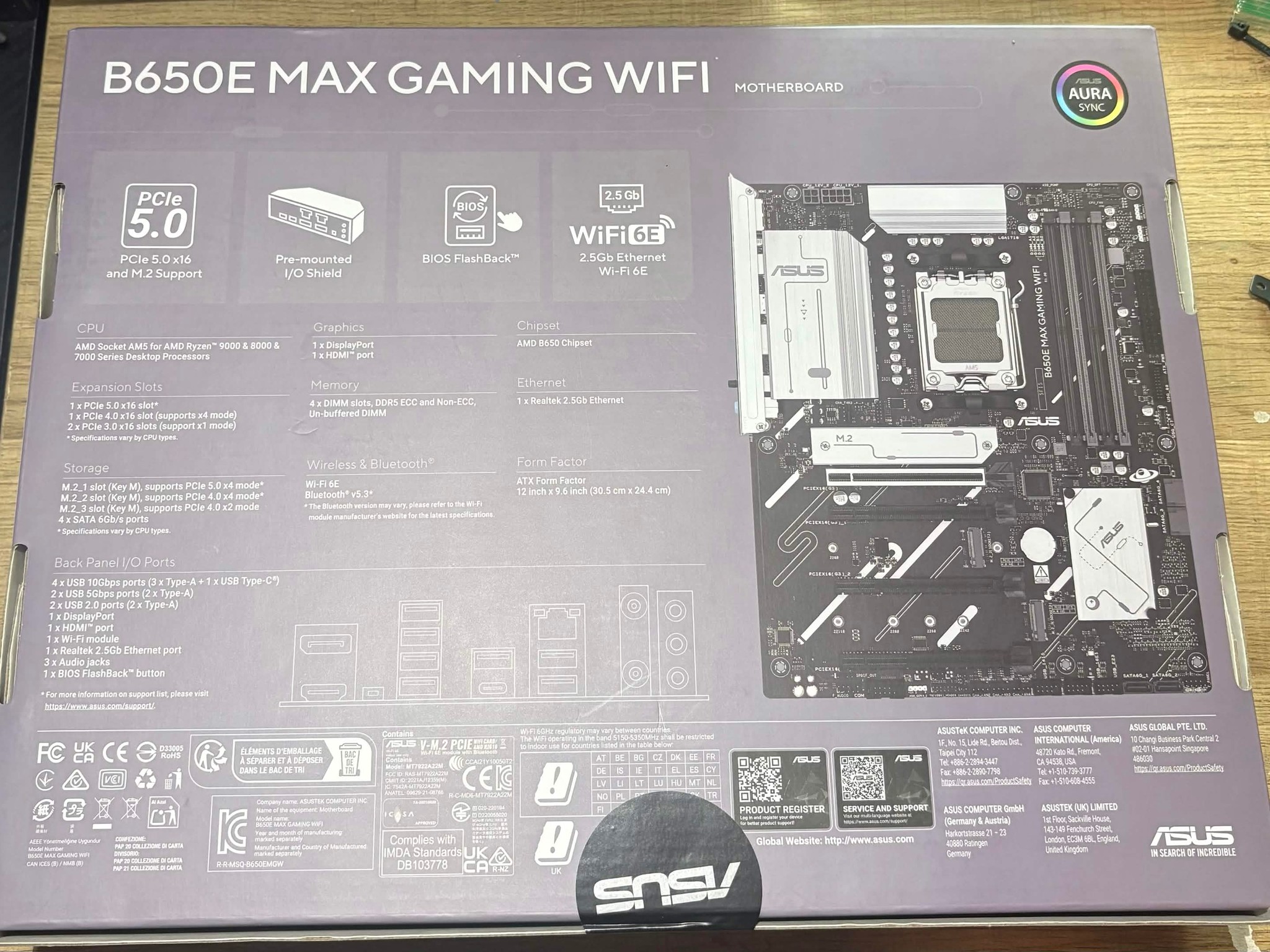 ASUS B650E Max Gaming WiFi AM5 ATX Motherboard | DDR5 | PCIe 5.0 | WiFi 6E