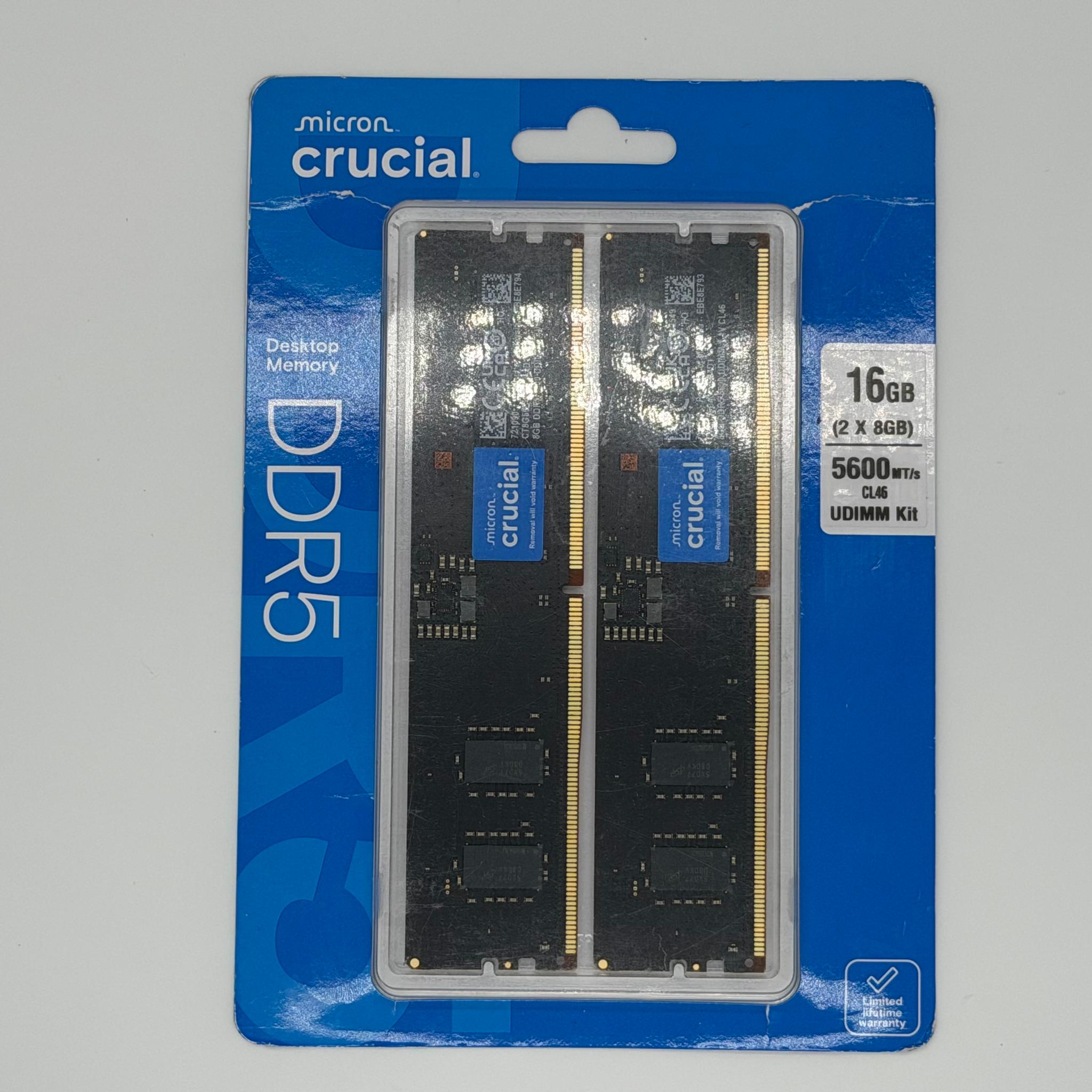 Crucial RAM 16GB Kit (2x8GB) DDR5 5600MHz UDIMM Desktop Memory CT2K8G56C46U5