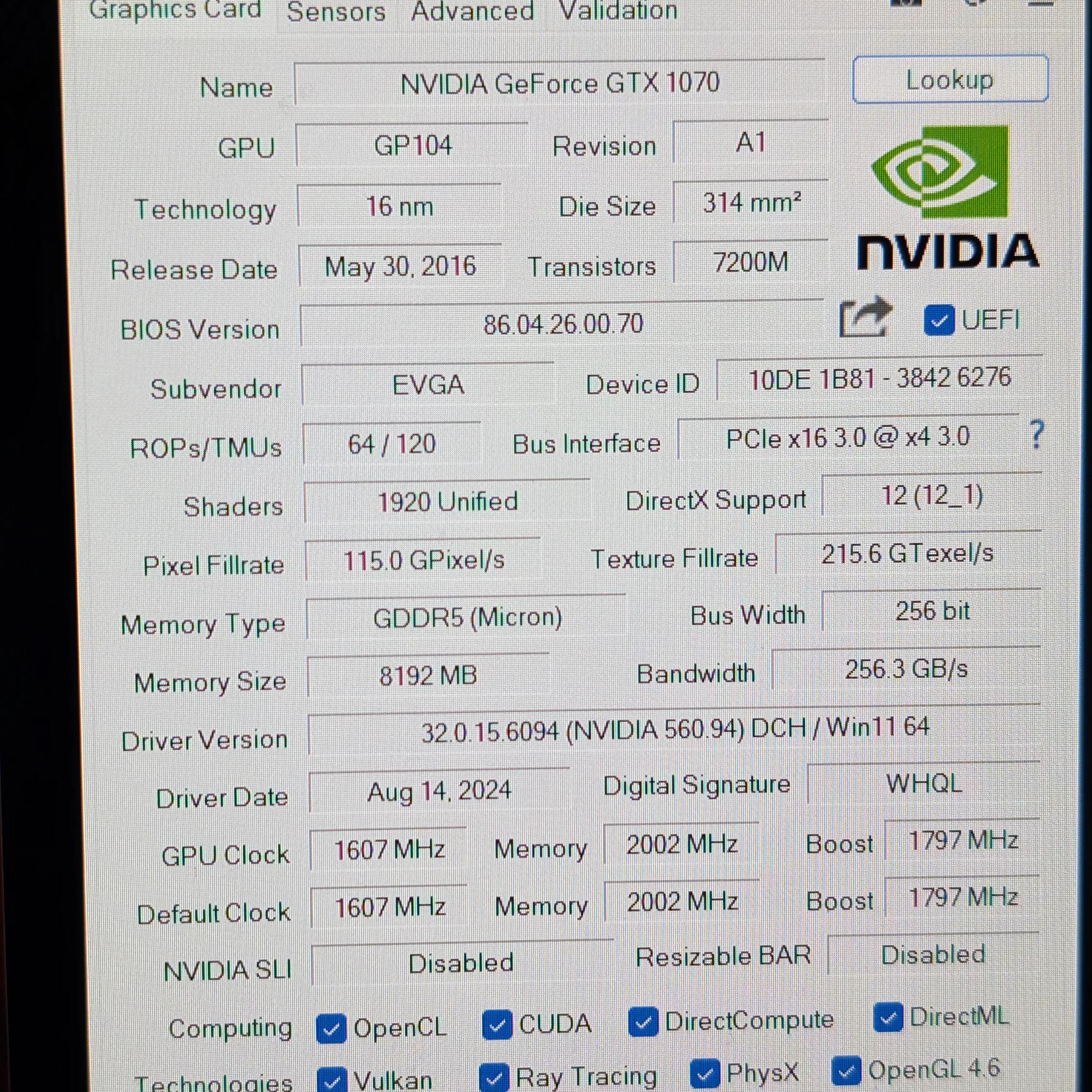 EVGA 1070 (FTW) Edition