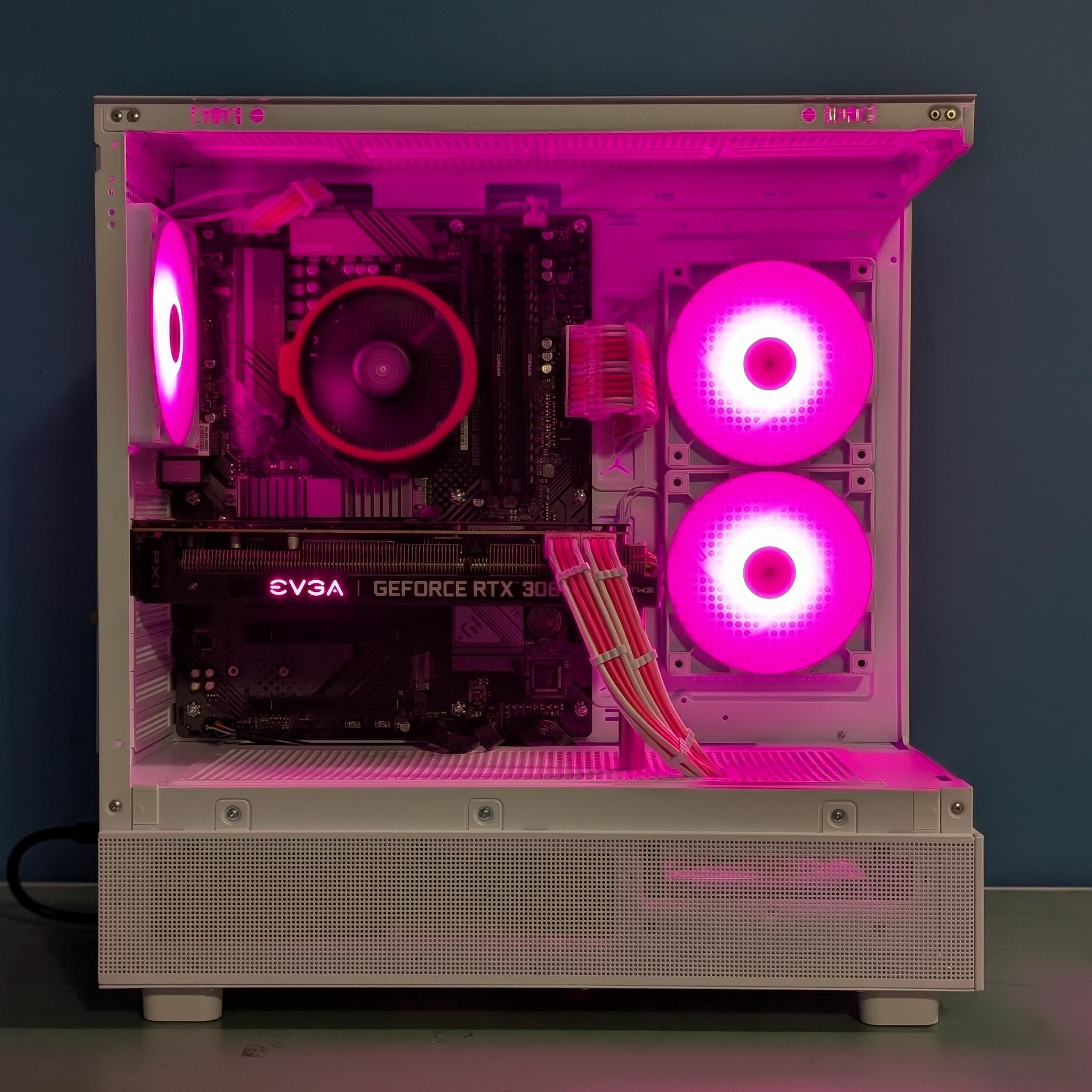 Pink & White Gaming PC | RTX 3060 Ti | Ryzen 5 5500 | 16GB RAM | NVMe SSD