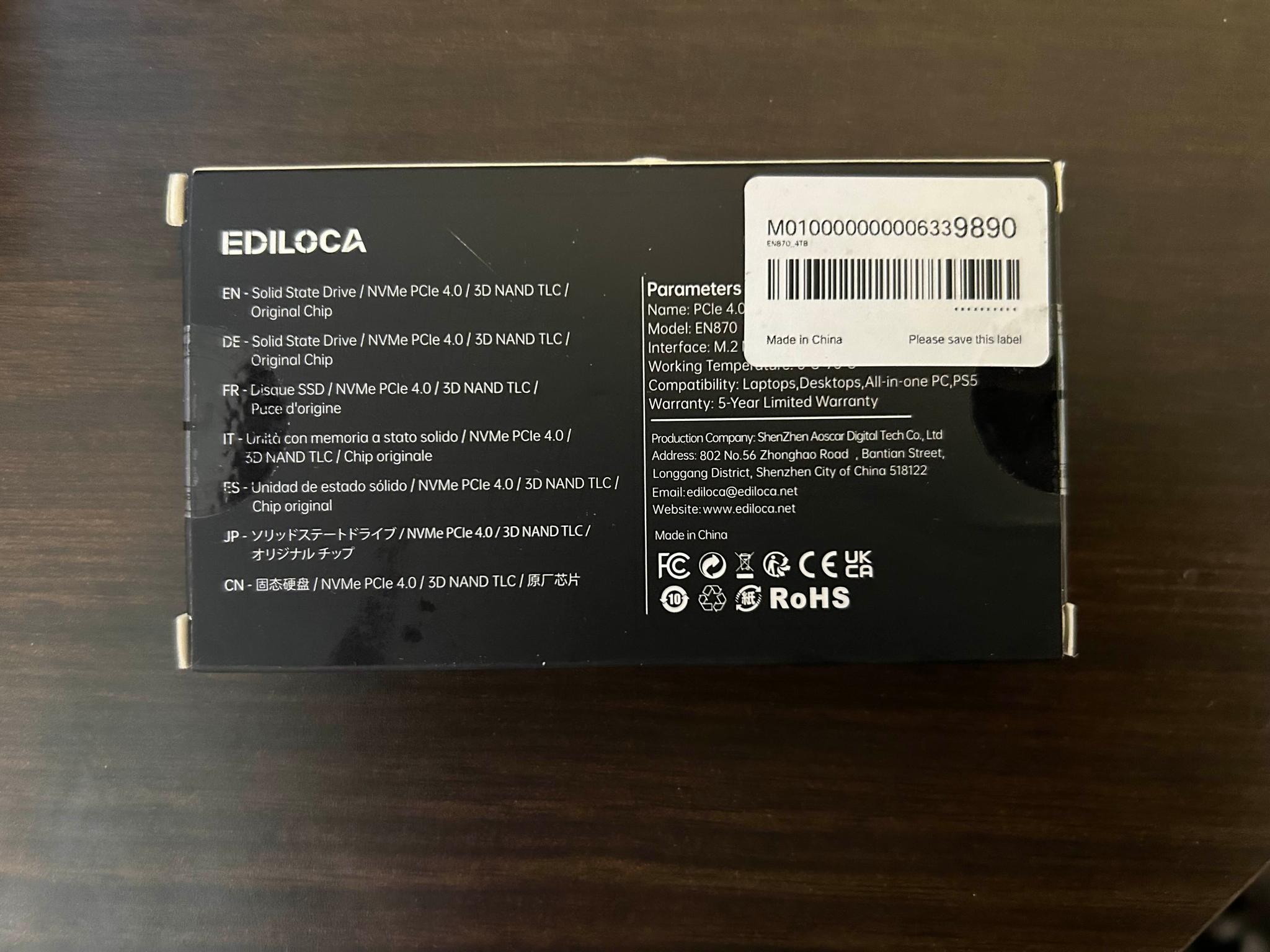 Ediloca EN870 4TB Gen 4x4 NVMe M.2 ssd