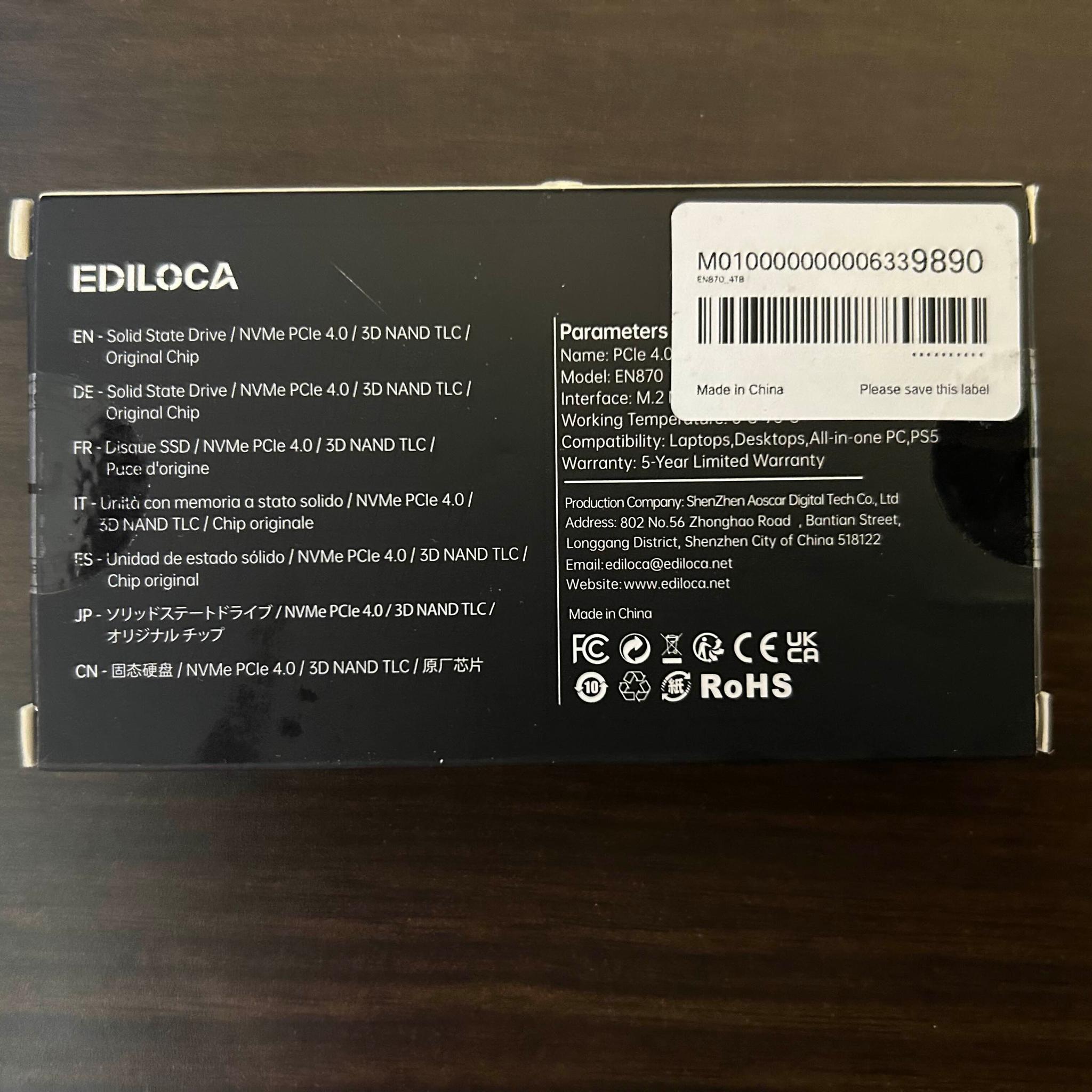 Ediloca EN870 4TB Gen 4x4 NVMe M.2 ssd