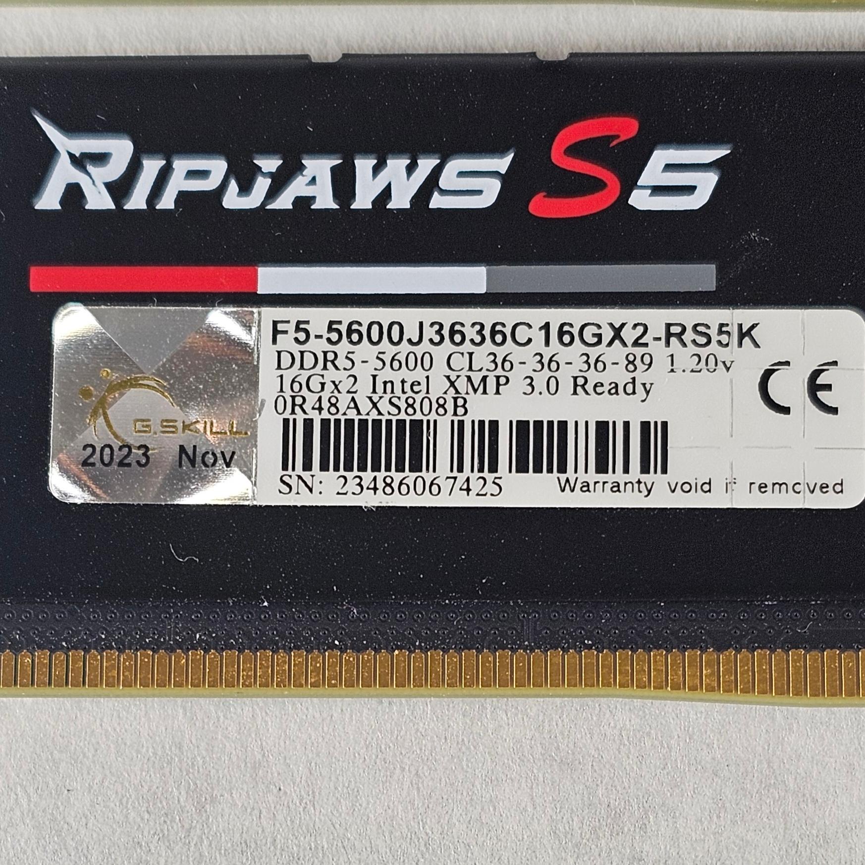 32GB DDR5 (2x16GB) CL36 5600MT/s G.Skill Ripjaws S5