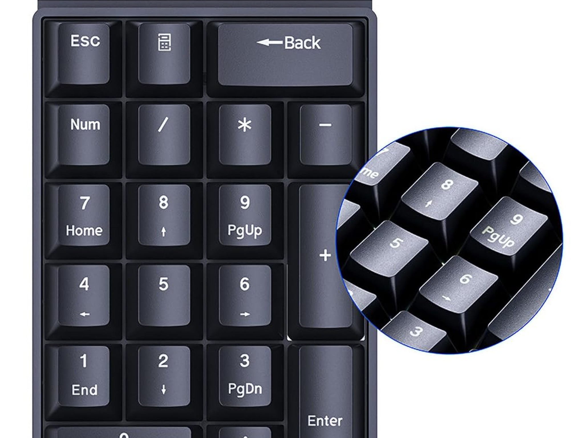 DAGK Wired Mechanical Number Pad Rainbow LED Backlit 20-Key Number Pad- Black