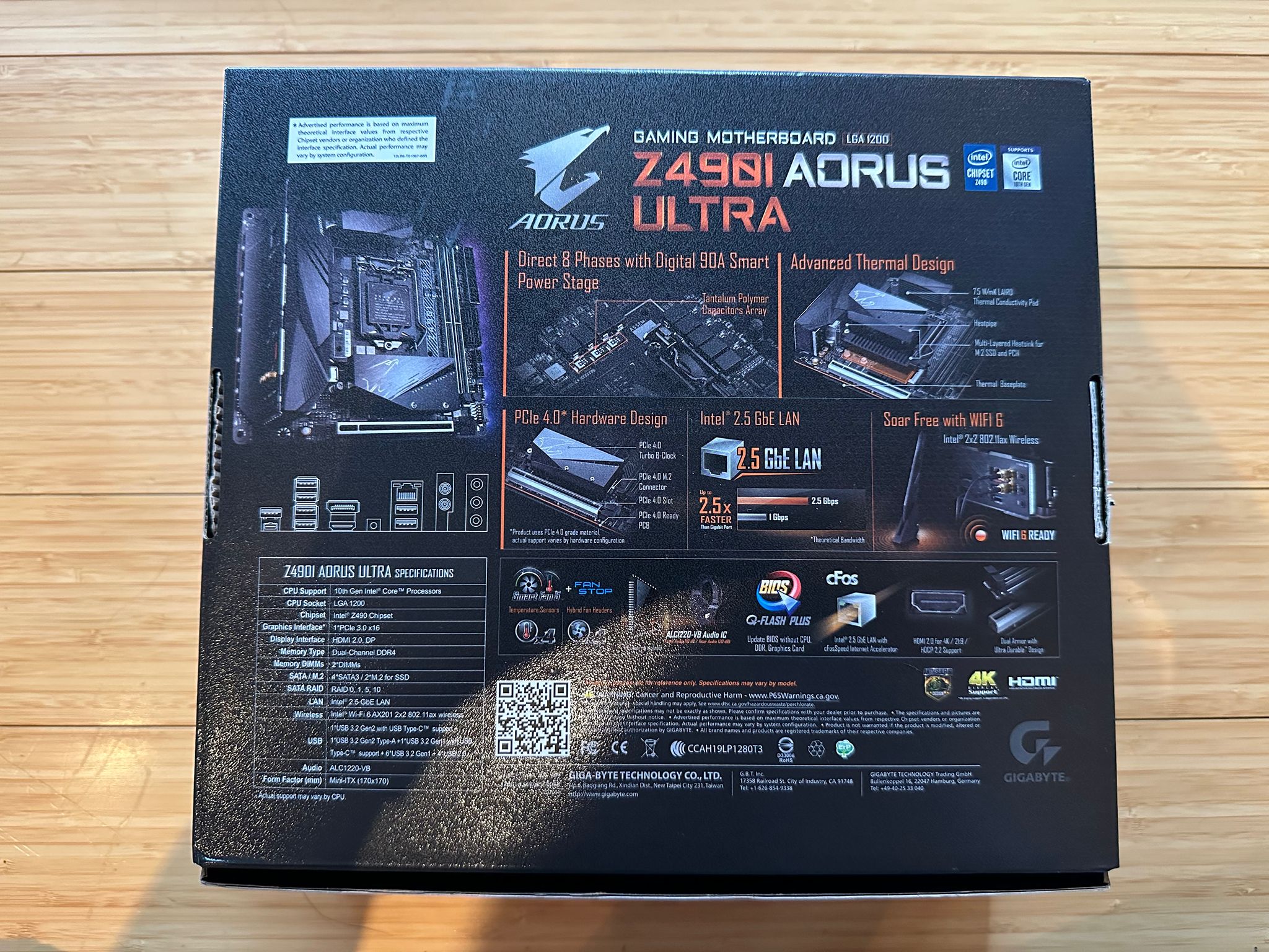 Gigabyte Z490I AORUS ULTRA Mini ITX LGA1200 Motherboard (Lightly Used, In Box)