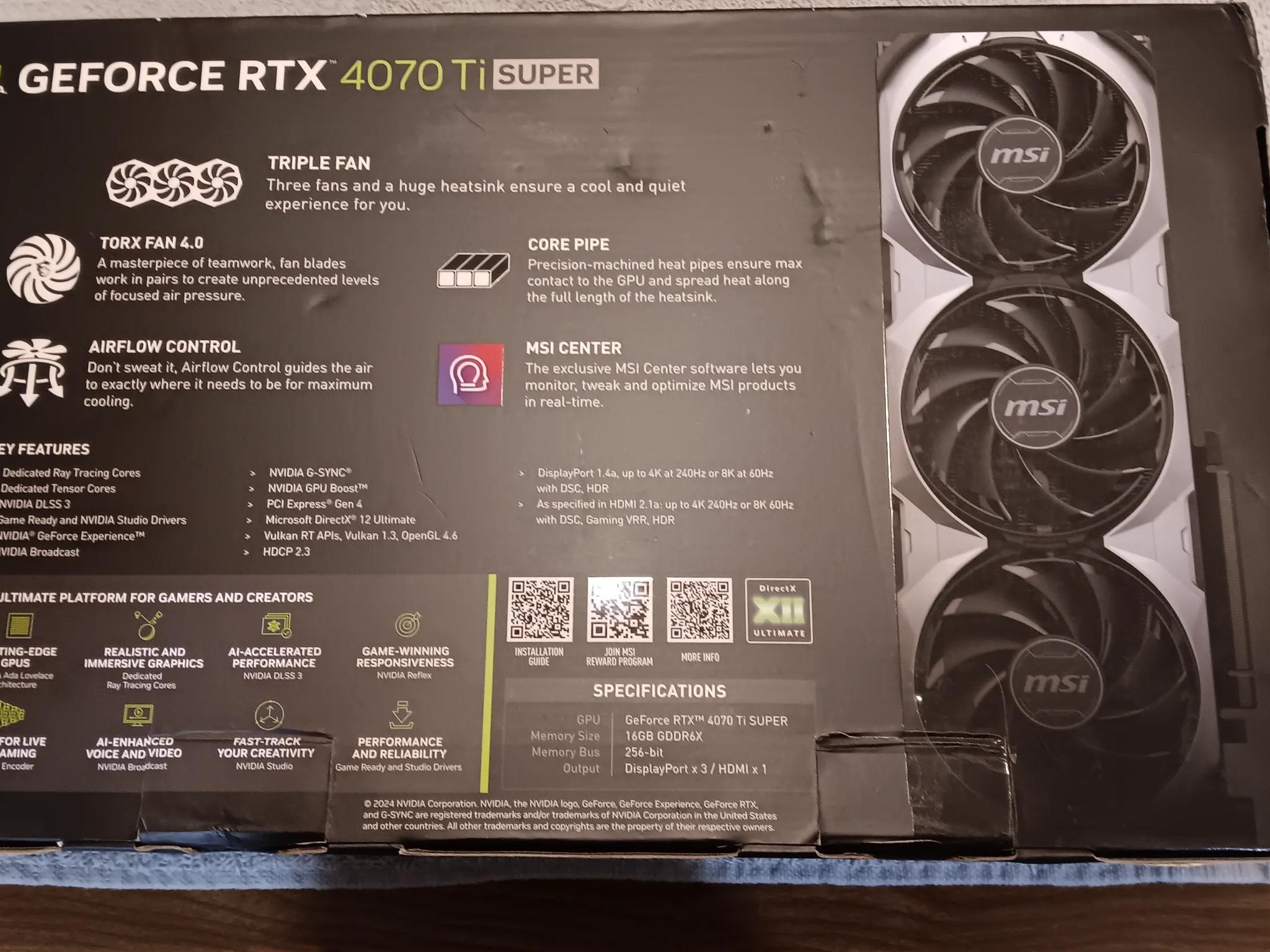 *BOX ONLY* MSI GeForce RTX 4070ti Super *BOX ONLY*