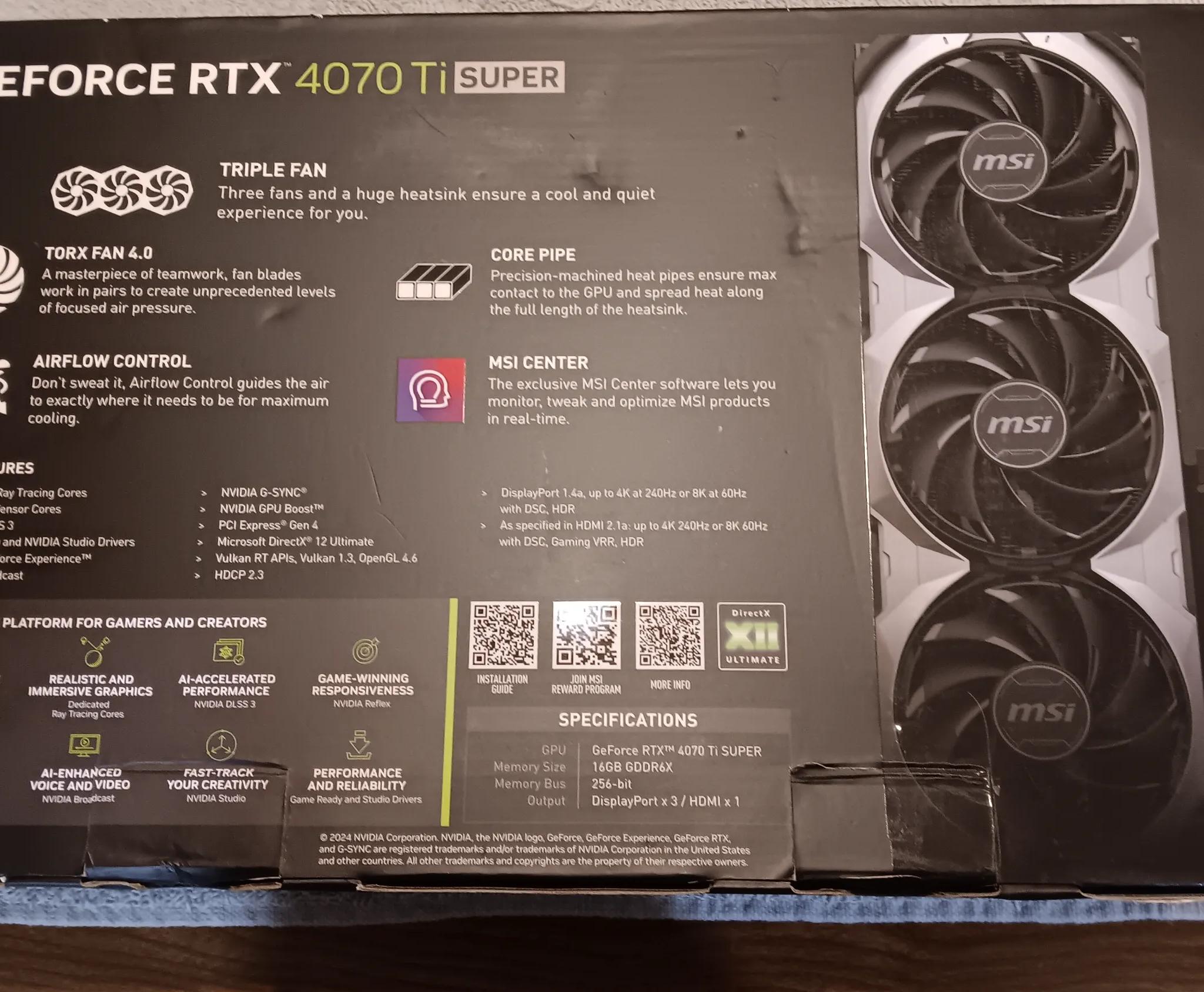 *BOX ONLY* MSI GeForce RTX 4070ti Super *BOX ONLY*